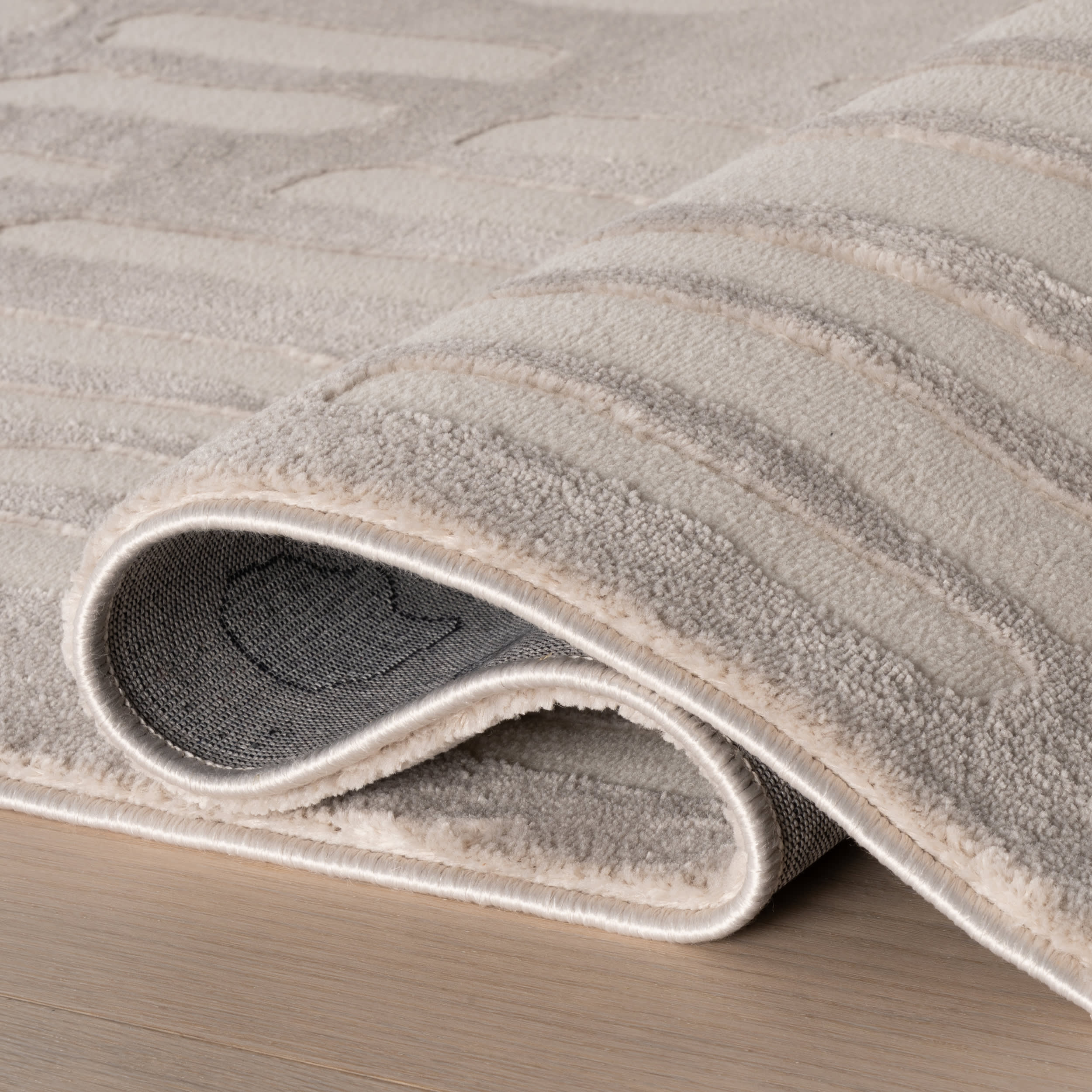 Summit Plush Textured Washable Rug | Cream/Grey - Image 7