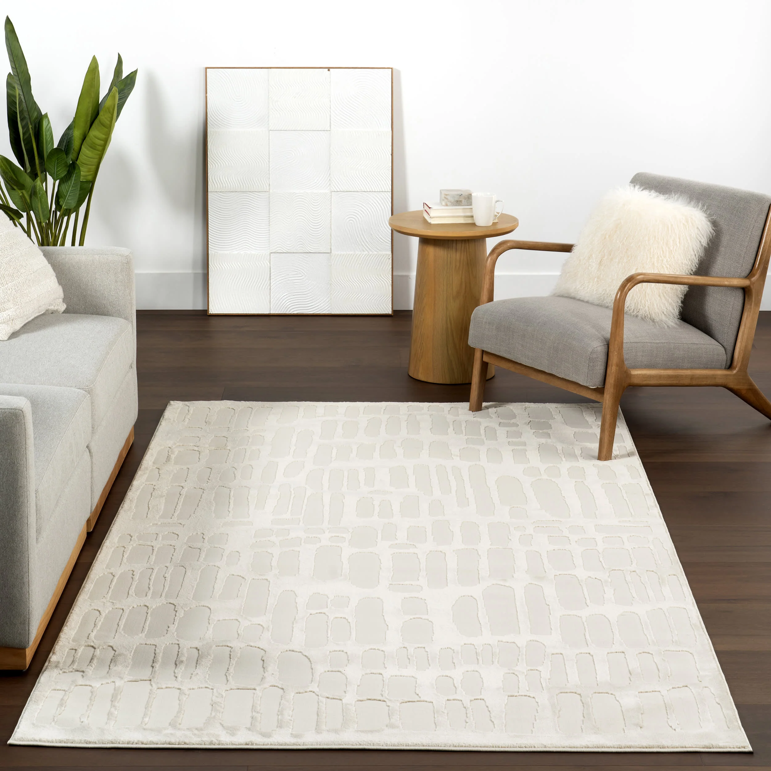 Summit Plush Textured Washable Rug | Cream - Image 5