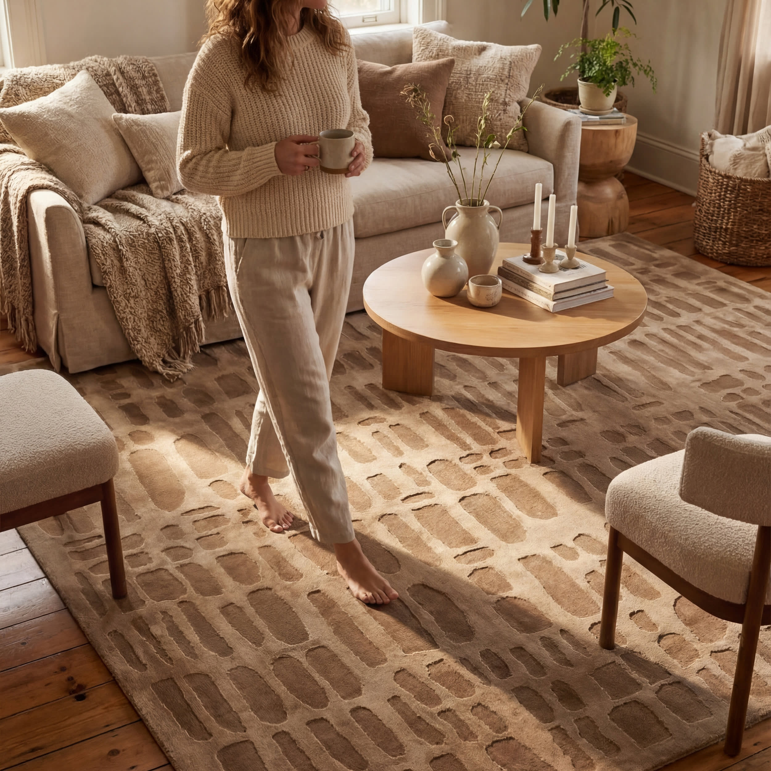 Summit Plush Textured Washable Rug | Sand - Image 9