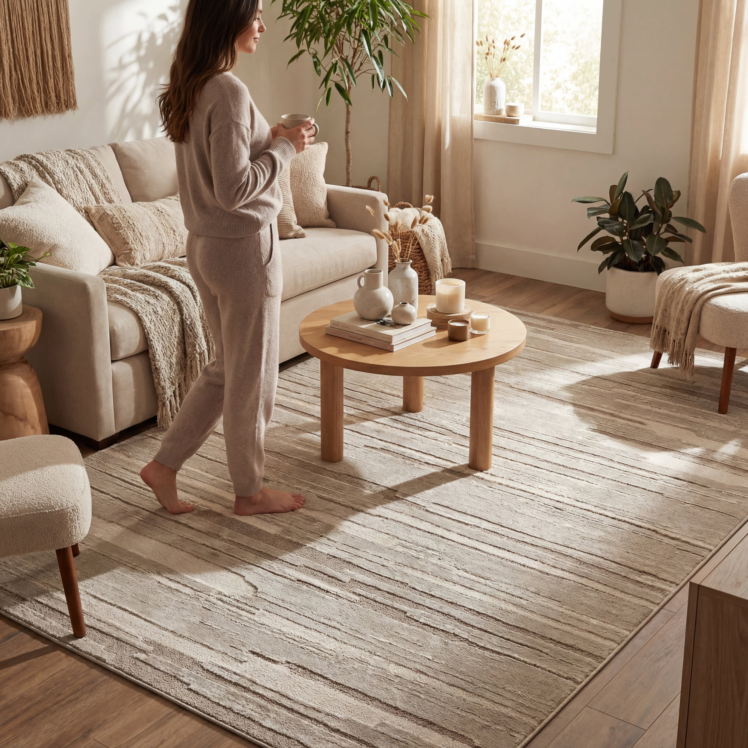 Sundara Bohemian Abstract Rug | Light Brown - Image 9