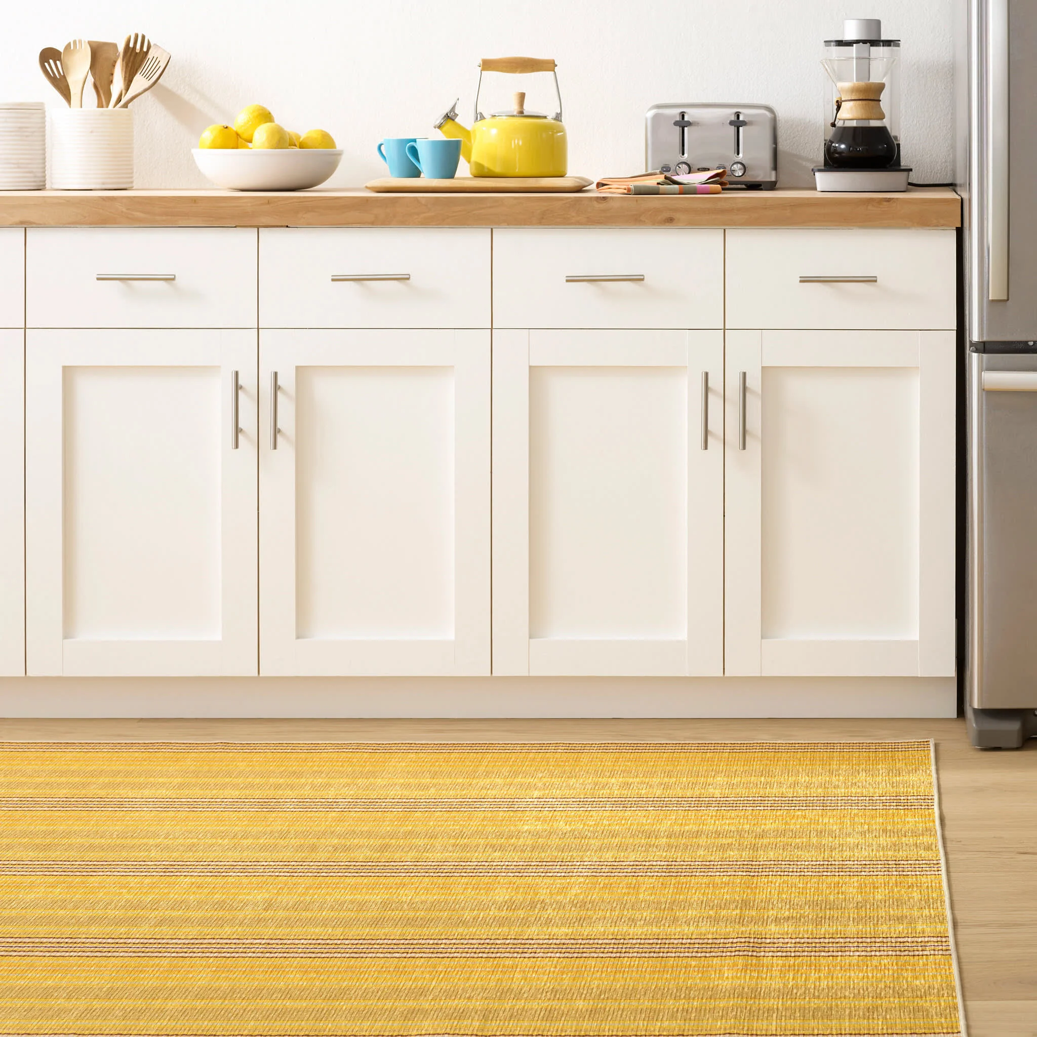 Sunflower Ticking Machine Washable Rug | Multicolor - Image 2