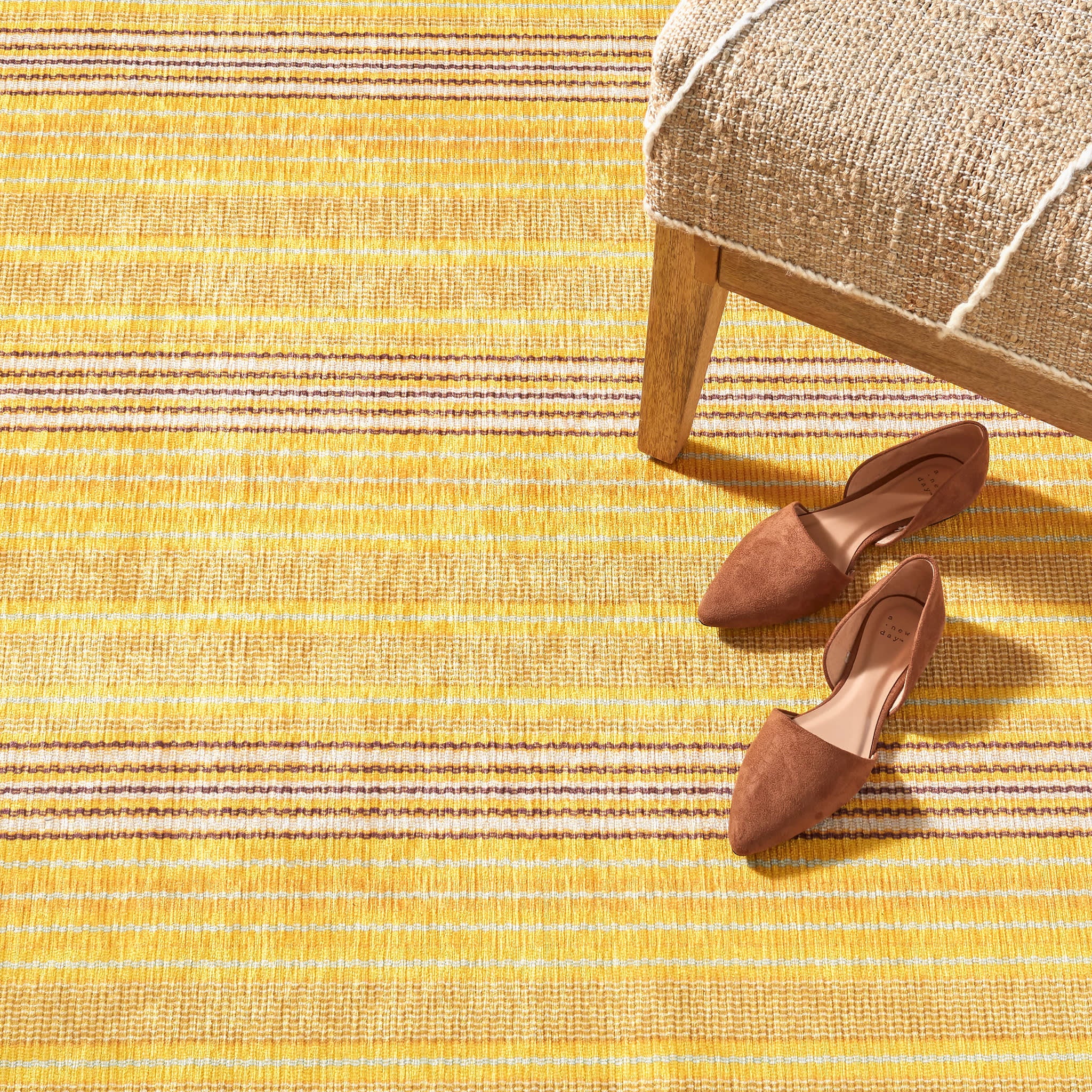 Sunflower Ticking Machine Washable Rug | Multicolor - Image 3