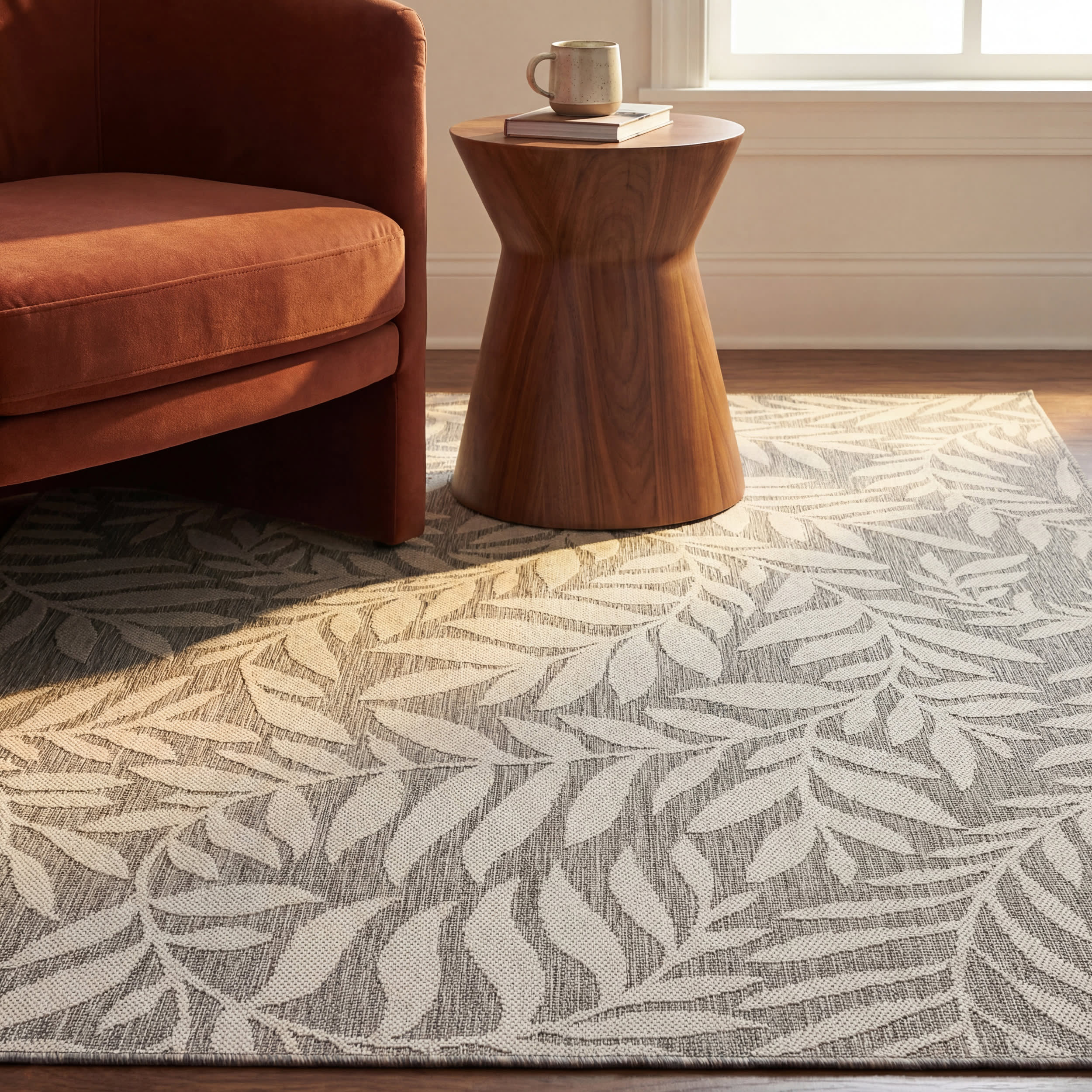 Suni Coastal Floral Indoor/Outdoor Rug | Grey - Image 5