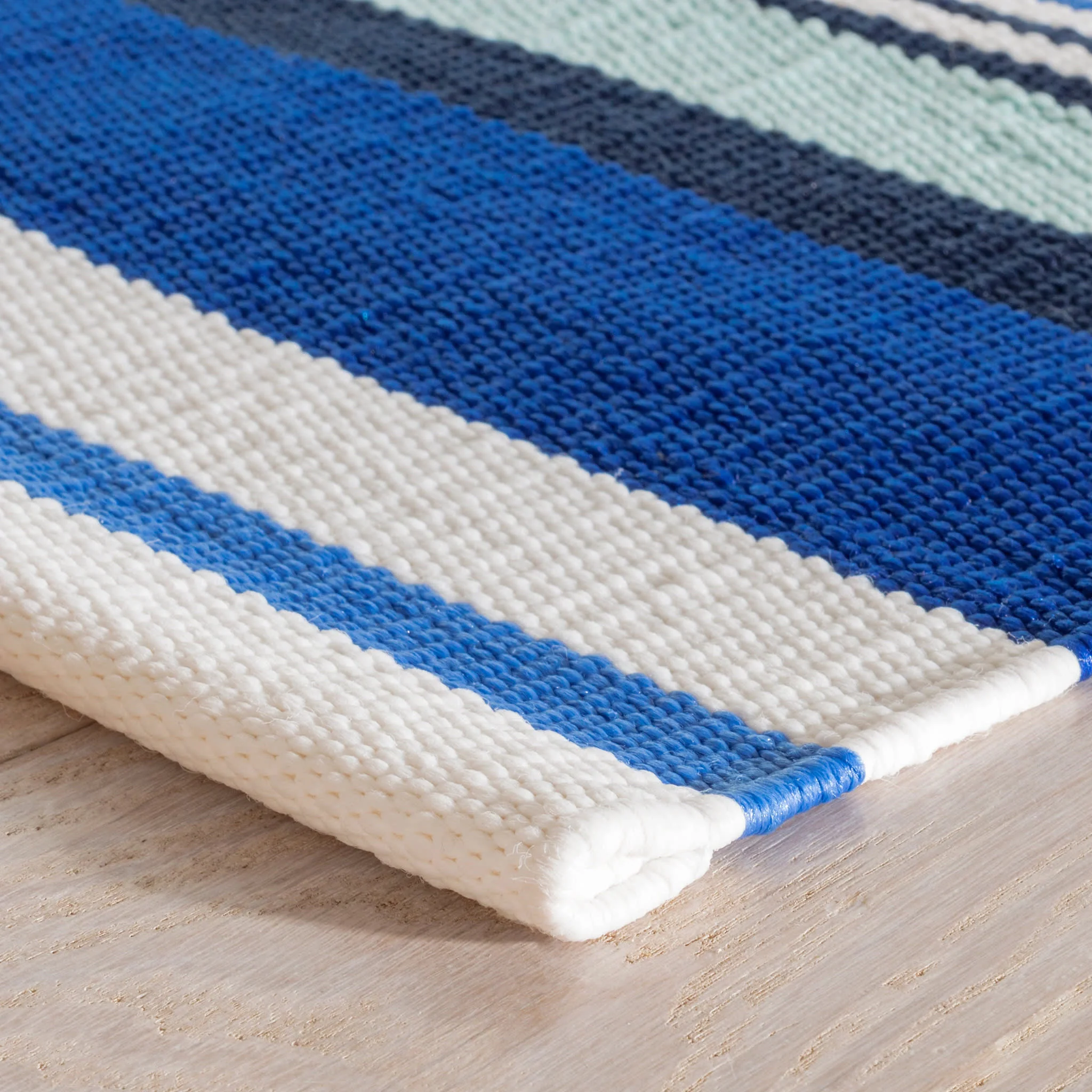 Sunny Stripe Handwoven Indoor/Outdoor Rug | Blue - Image 4