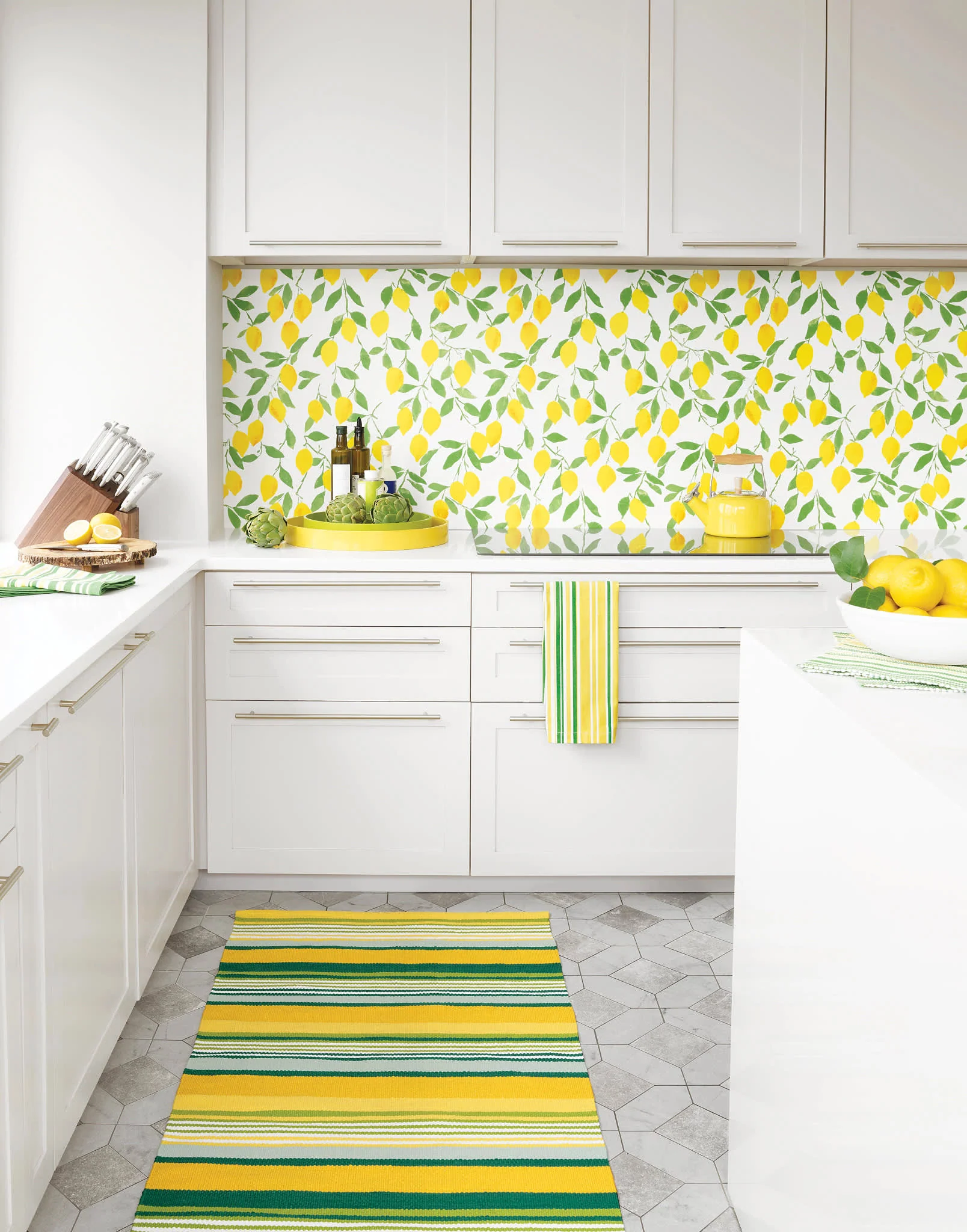 Sunny Stripe Handwoven Indoor/Outdoor Rug | Lemon - Image 2