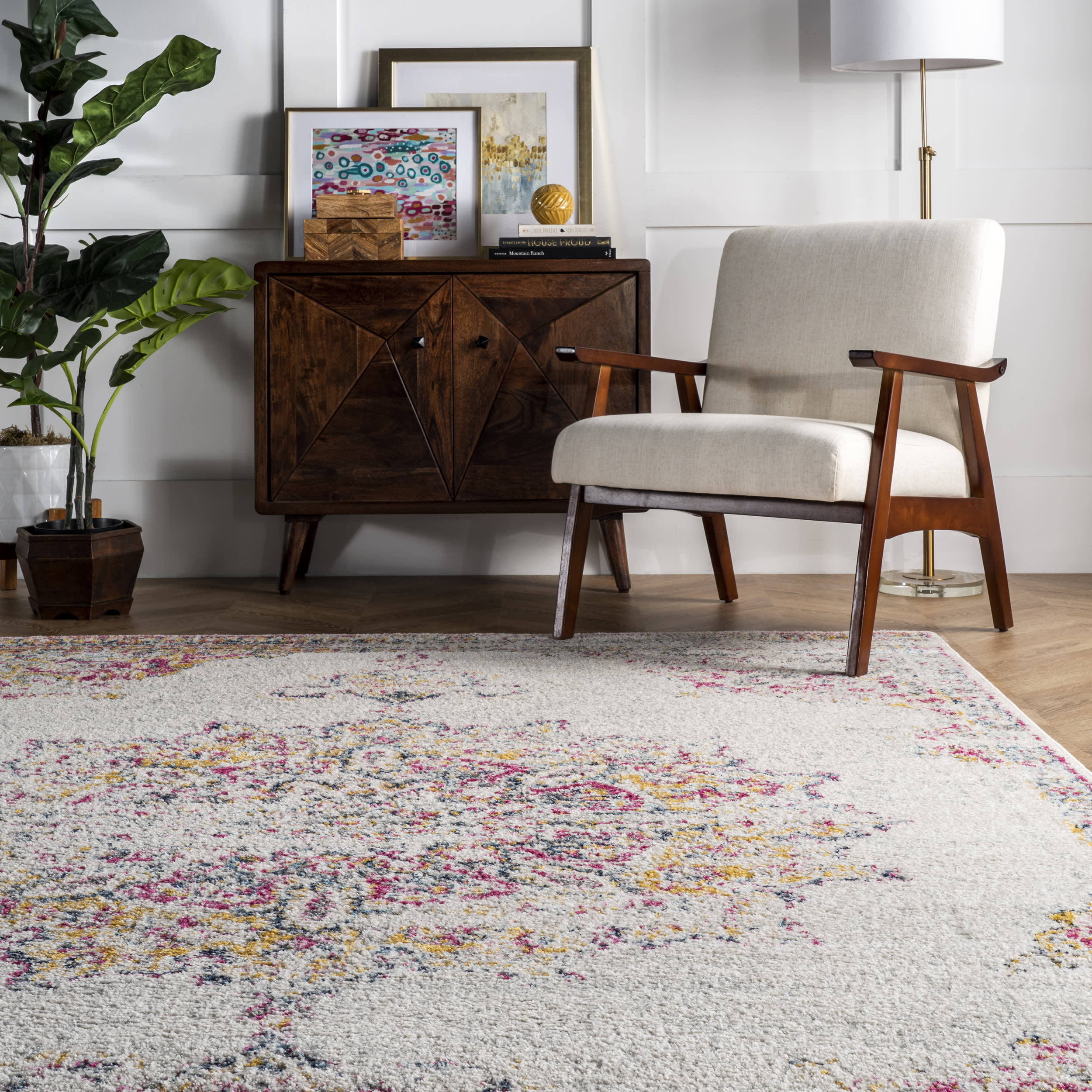 Sunny Wildflower Medallion Rug | Pink - Image 4