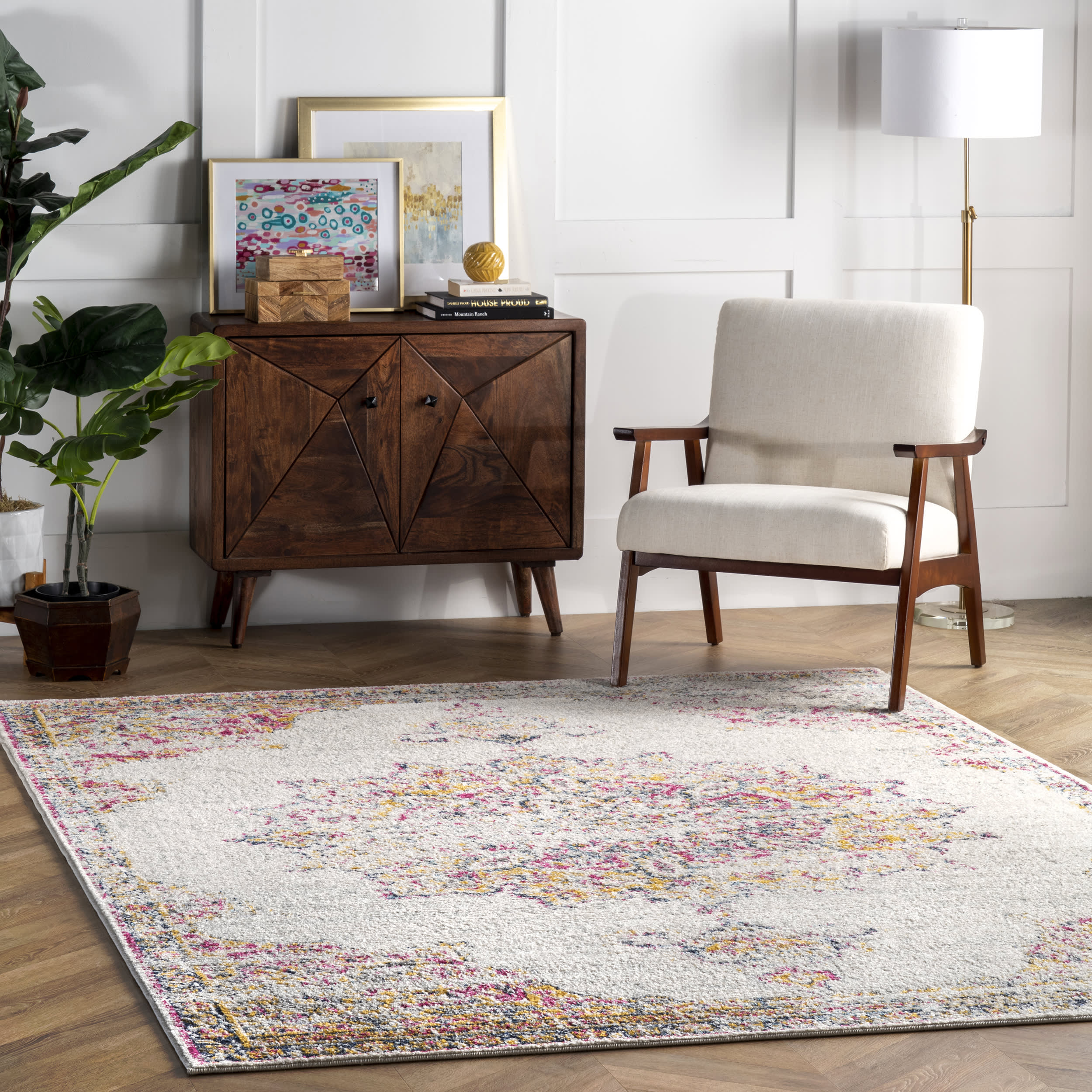 Sunny Wildflower Medallion Rug | Pink - Image 2