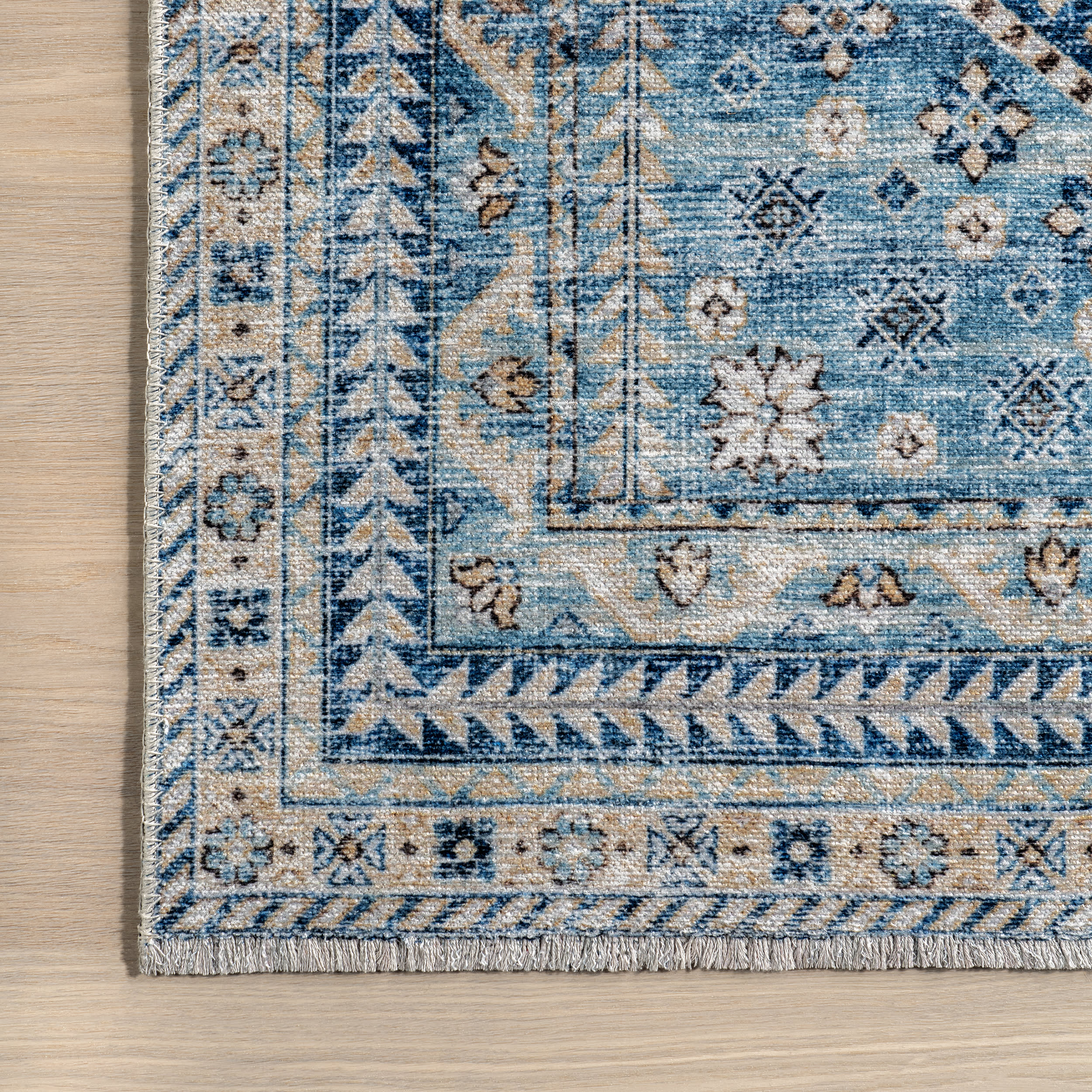 Sunsari Geometric Washable Rug | Blue - Image 3