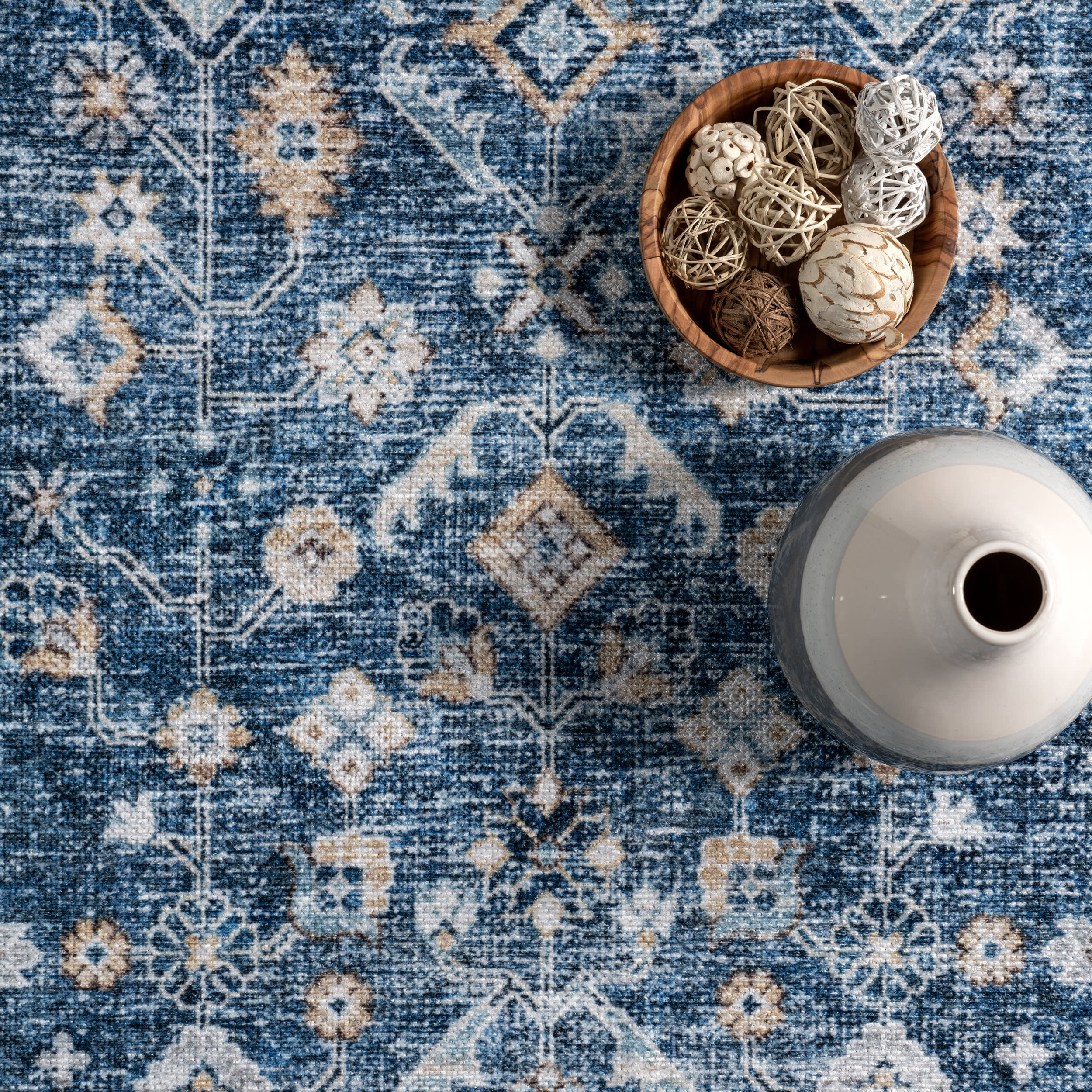Sunsari Geometric Washable Rug | Blue - Image 6