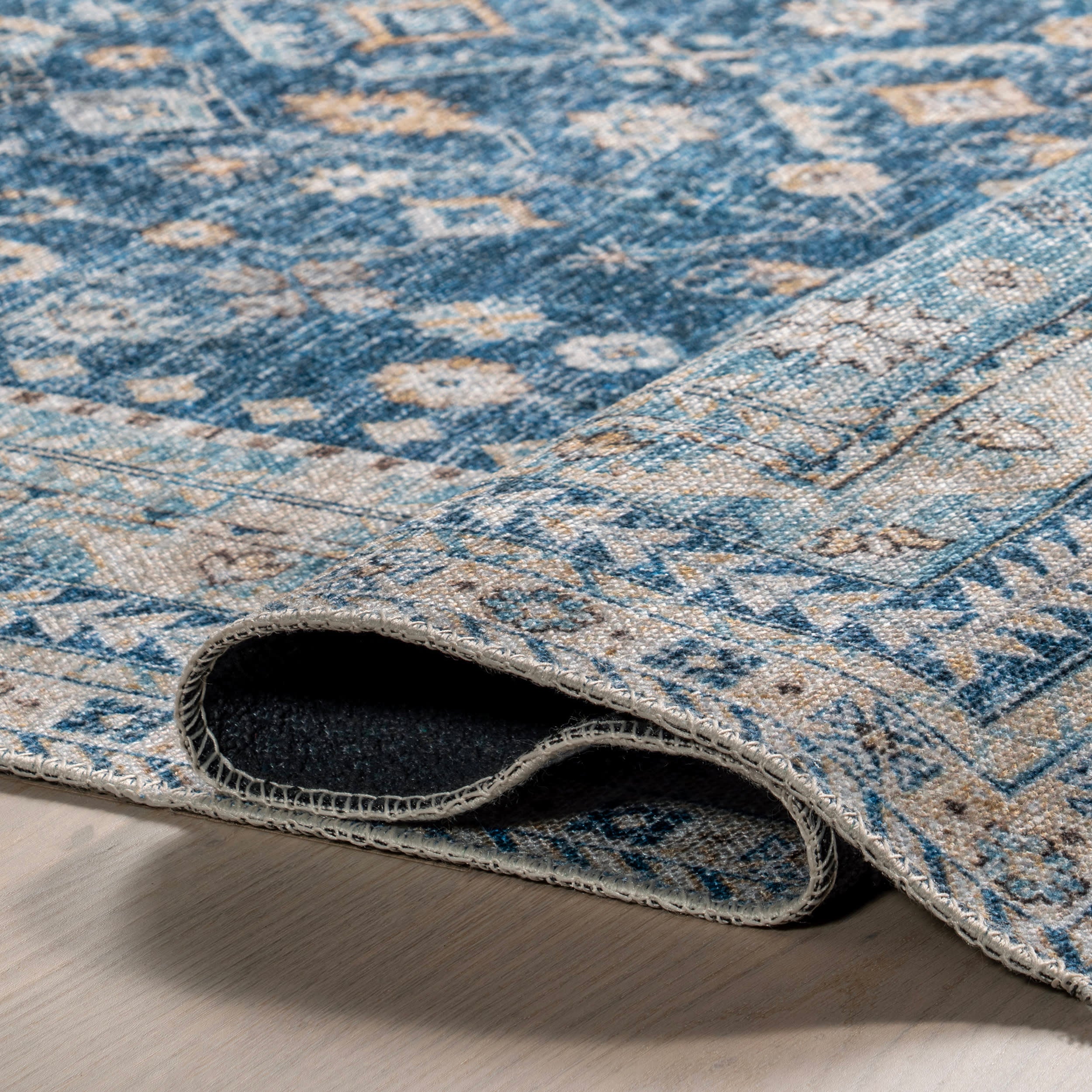 Sunsari Geometric Washable Rug | Blue - Image 7