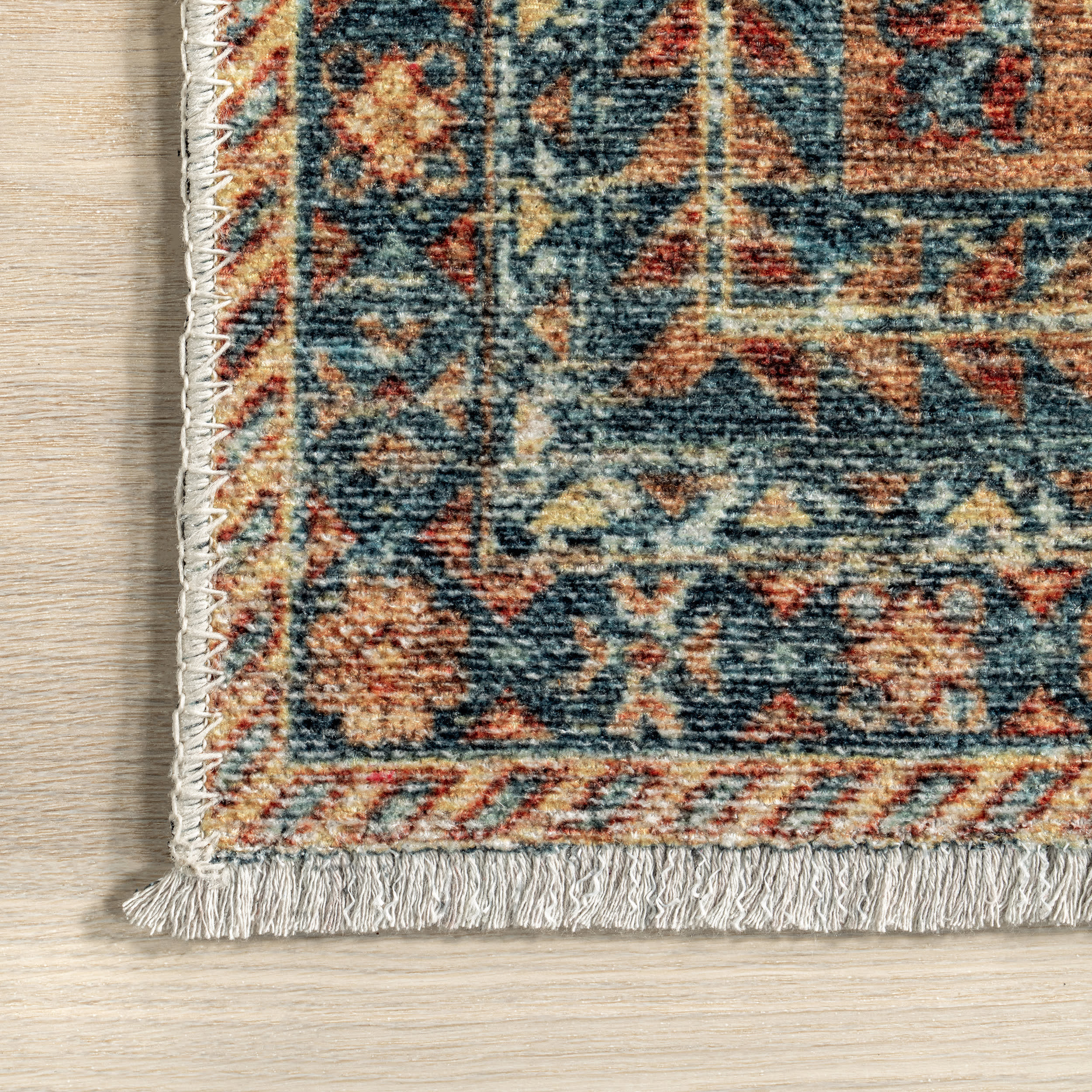 Sunsari Geometric Washable Rug | Dark Green - Image 3
