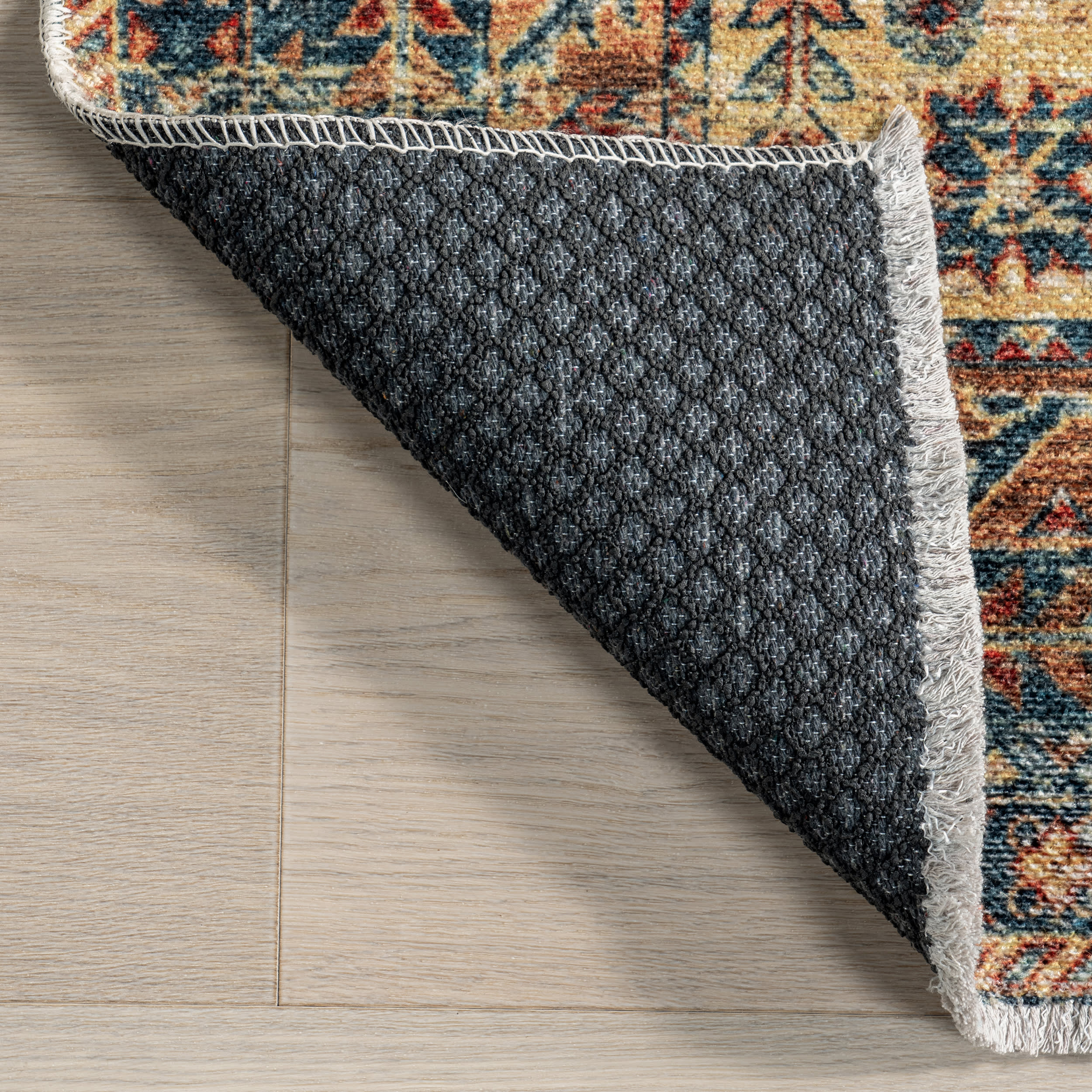 Sunsari Geometric Washable Rug | Dark Green - Image 5