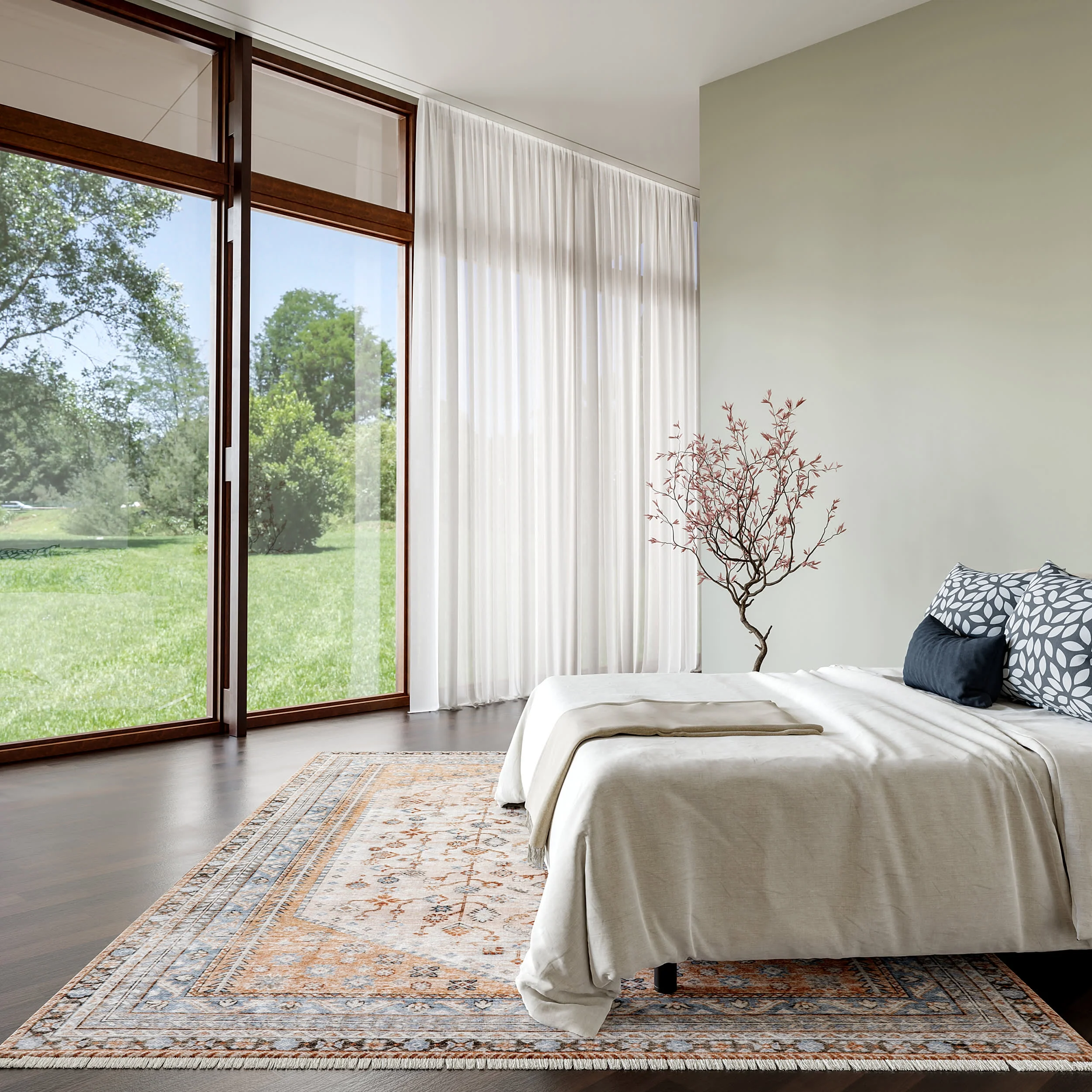 Sunsari Geometric Washable Rug | Peach - Image 2