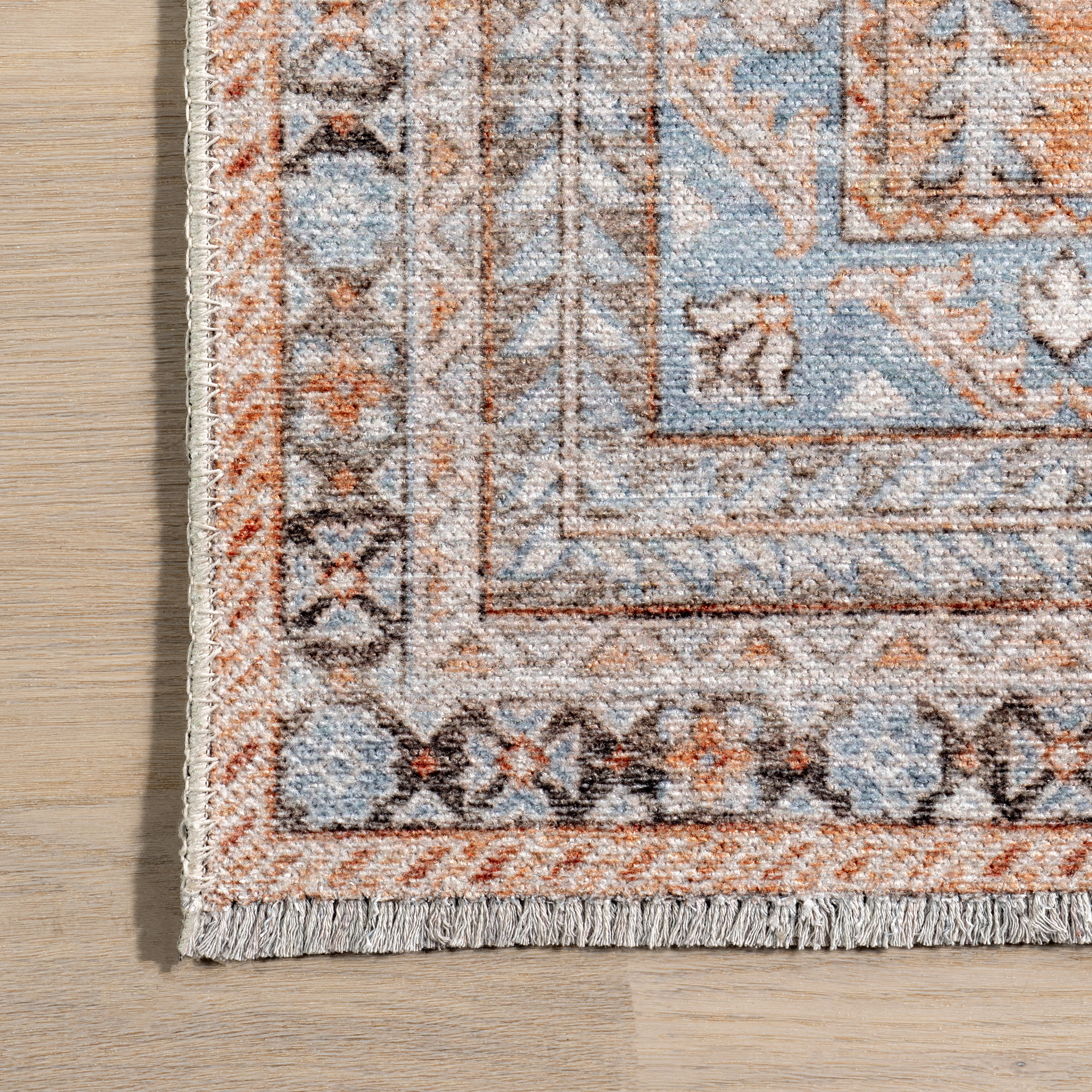 Sunsari Geometric Washable Rug | Peach - Image 3