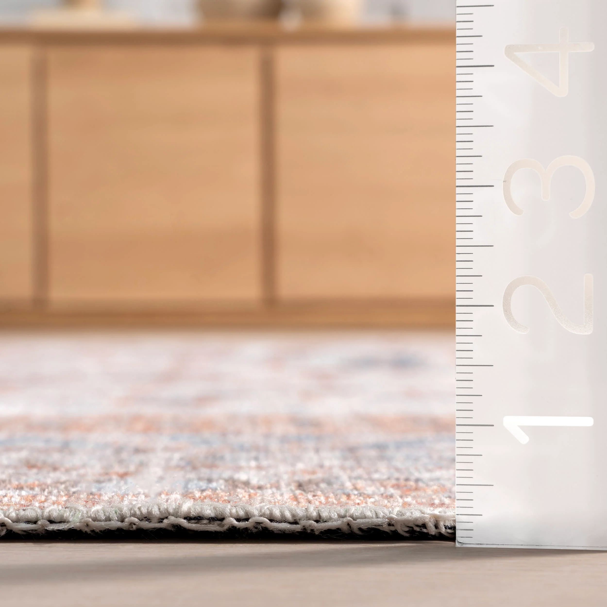 Sunsari Geometric Washable Rug | Peach - Image 4