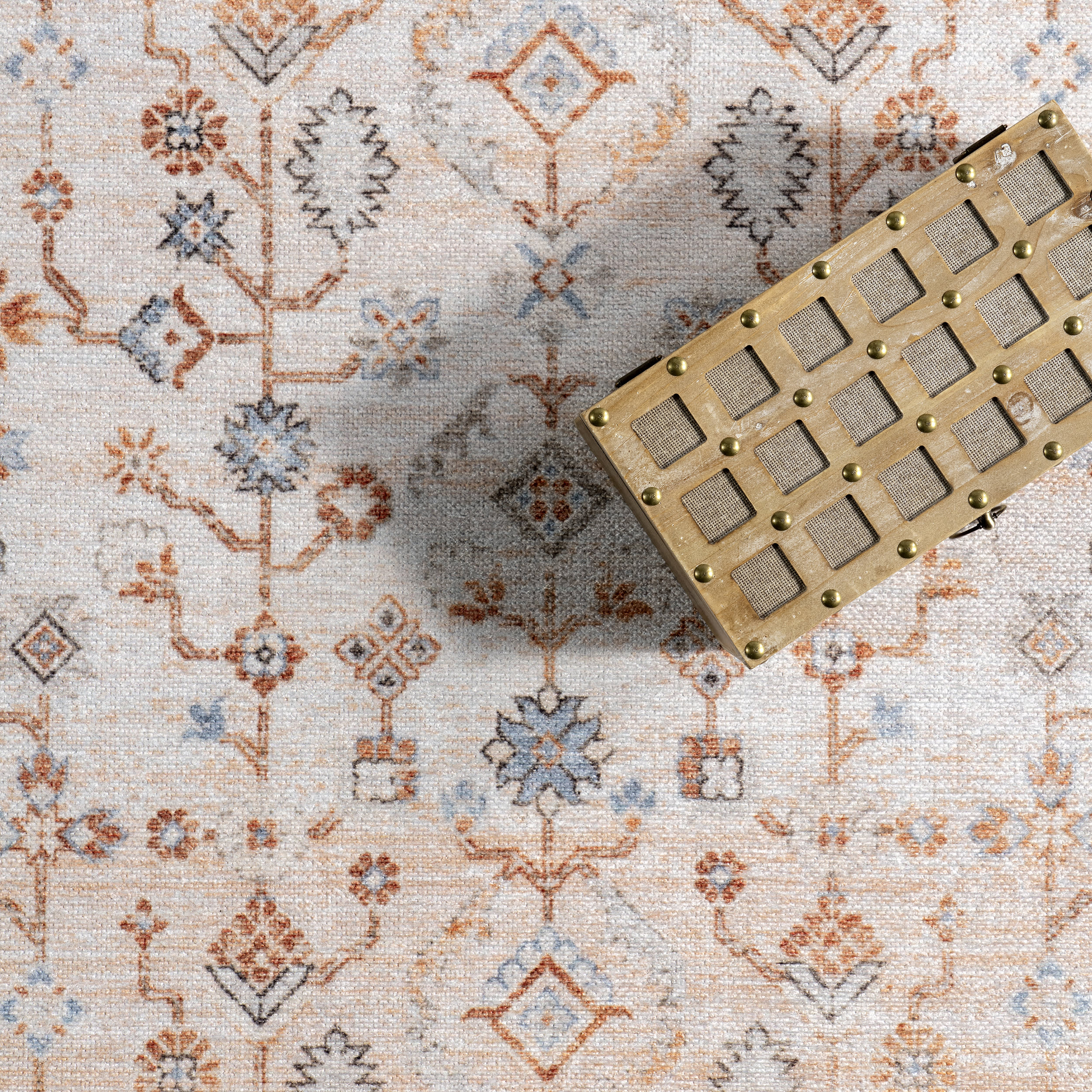 Sunsari Geometric Washable Rug | Peach - Image 6
