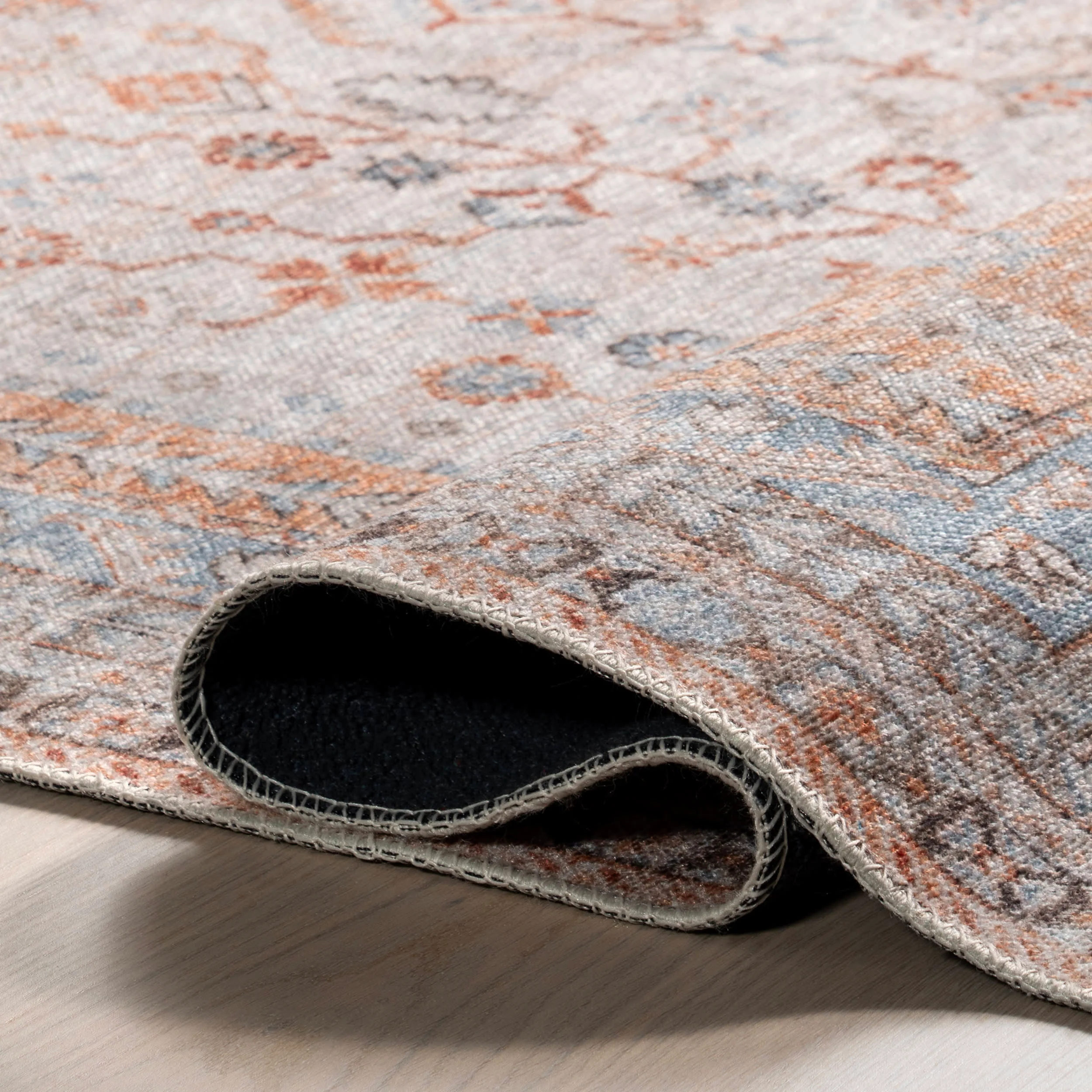 Sunsari Geometric Washable Rug | Peach - Image 7
