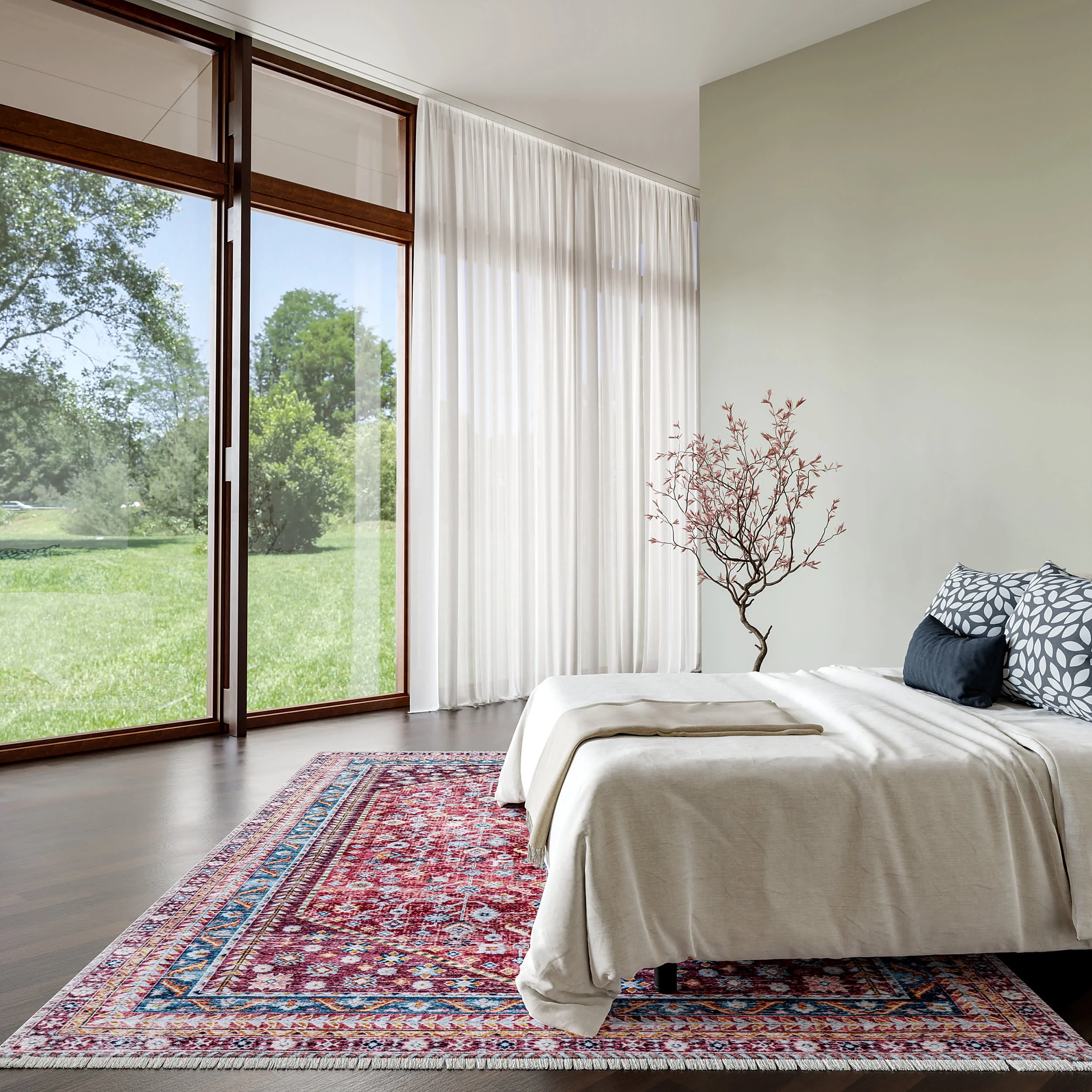 Sunsari Geometric Washable Rug | Pink - Image 2