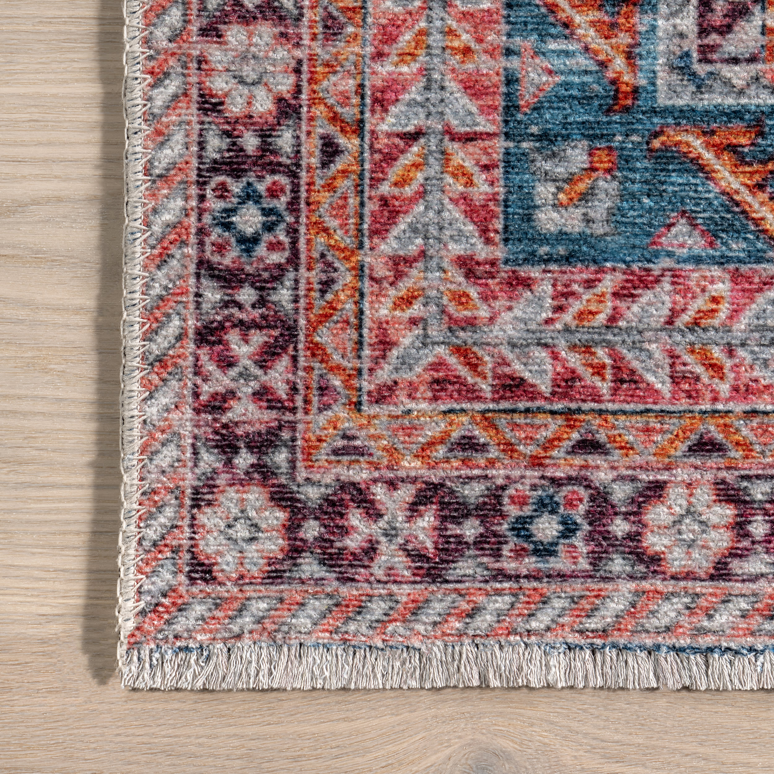Sunsari Geometric Washable Rug | Pink - Image 3