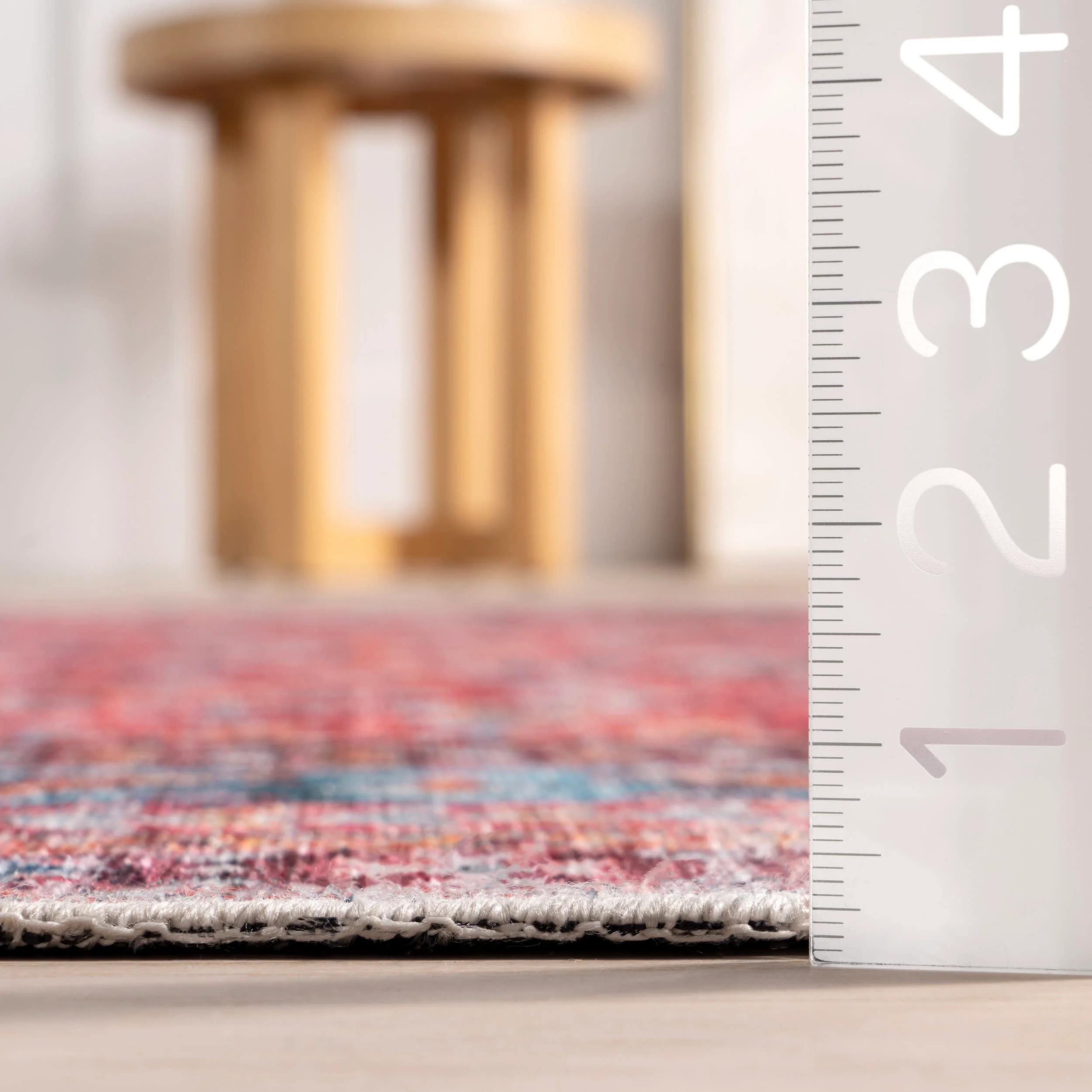 Sunsari Geometric Washable Rug | Pink - Image 4