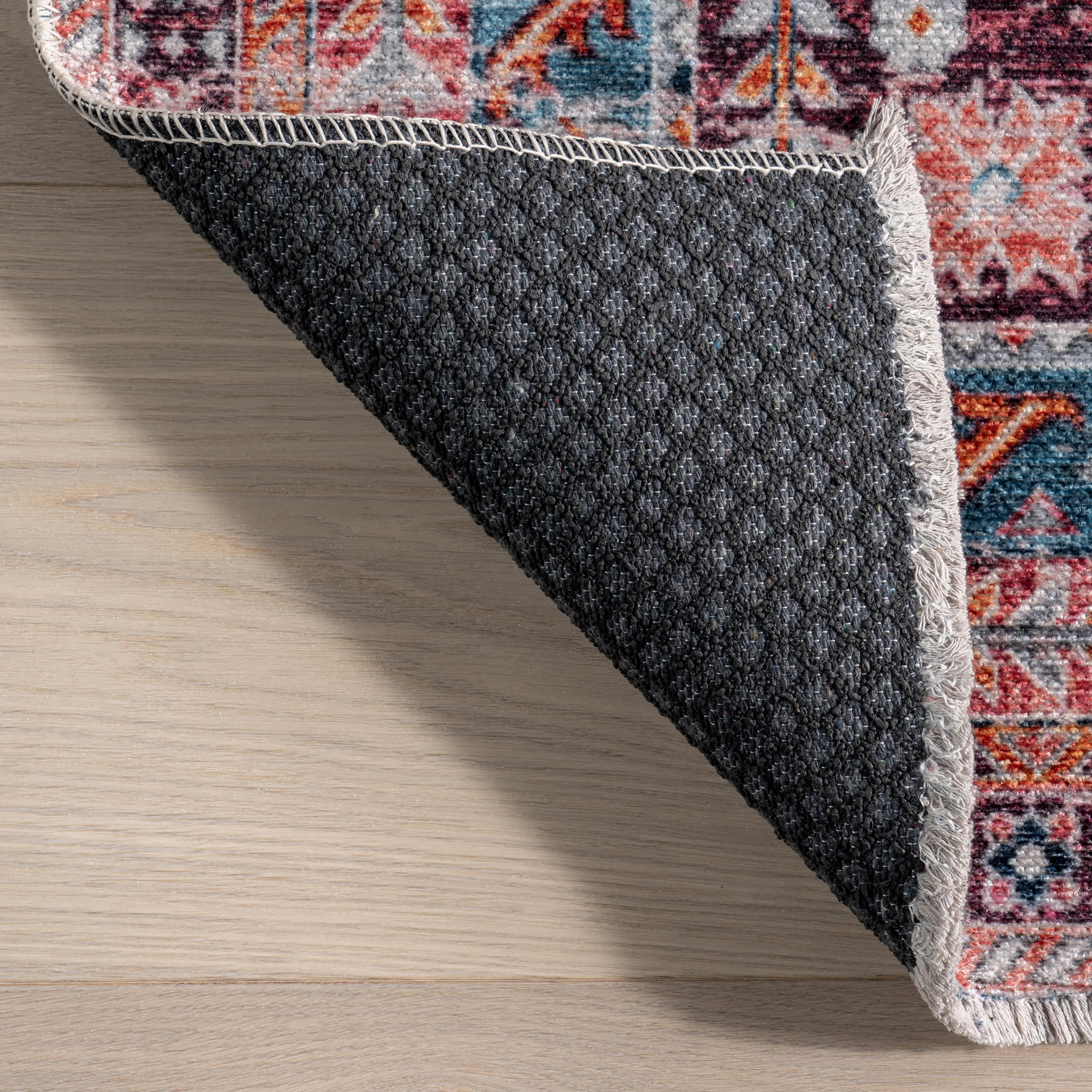 Sunsari Geometric Washable Rug | Pink - Image 5