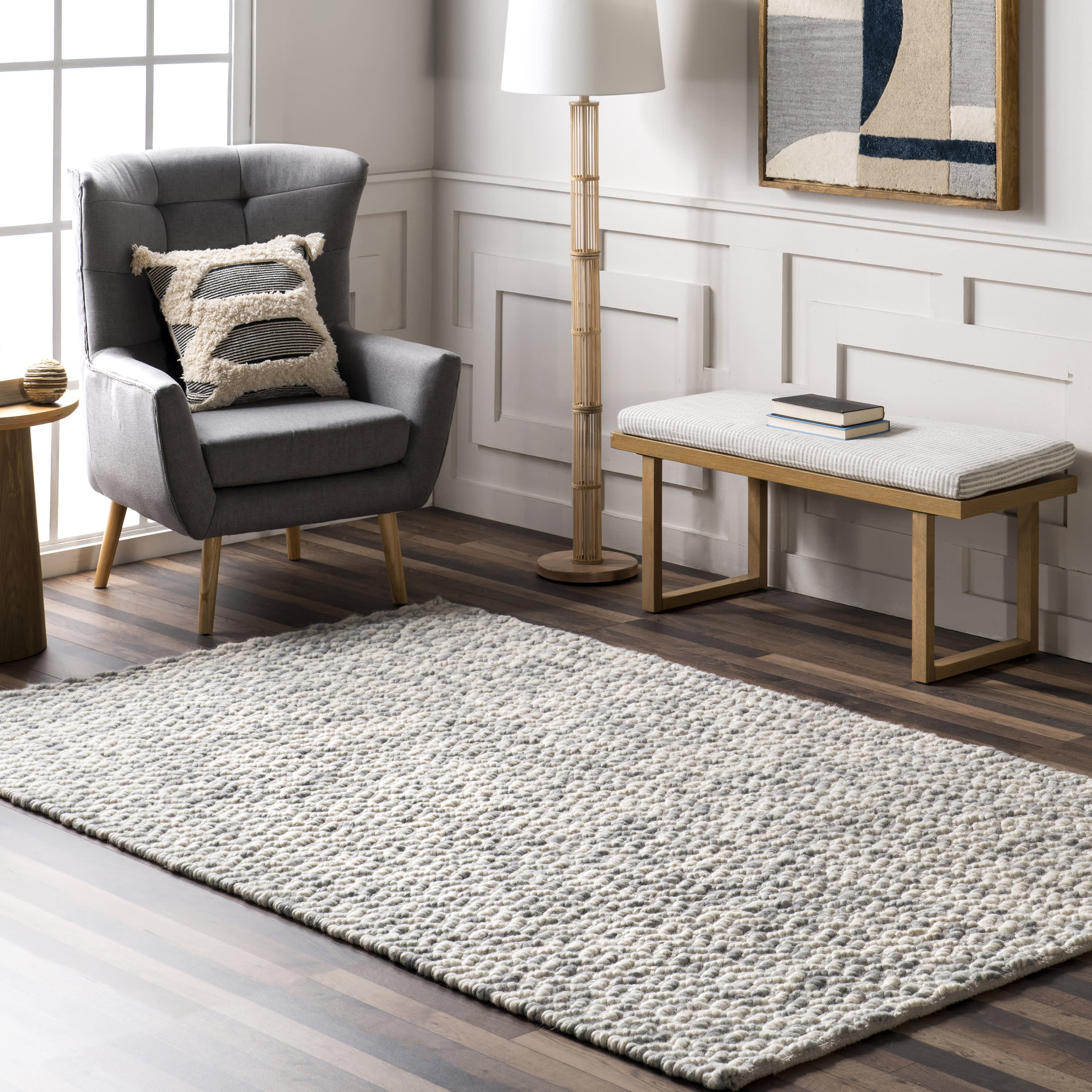 Sutton Solid Chevron Rug | Blue - Image 2