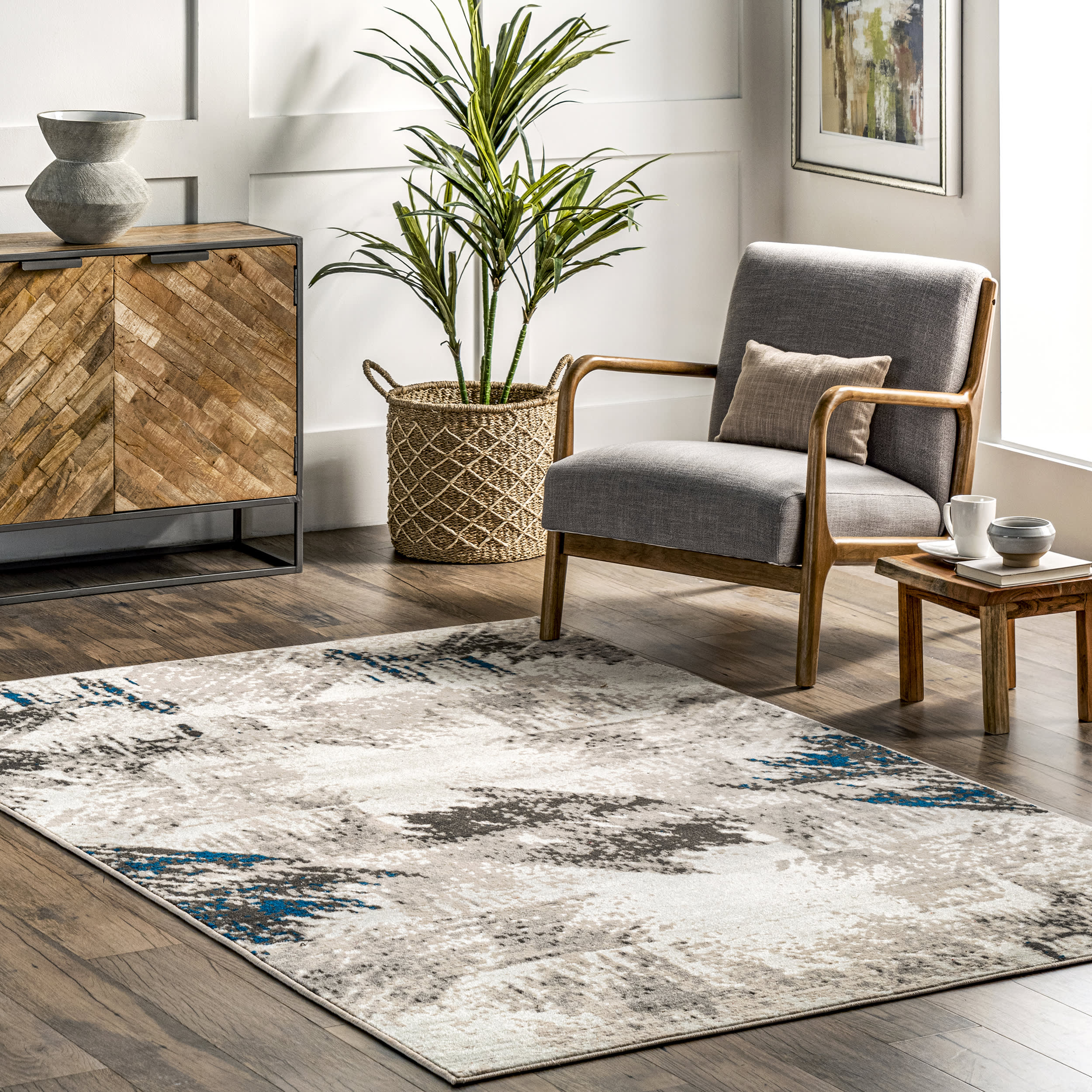 Suzanne Contemporary Abstract Rug | Ivory - Image 2