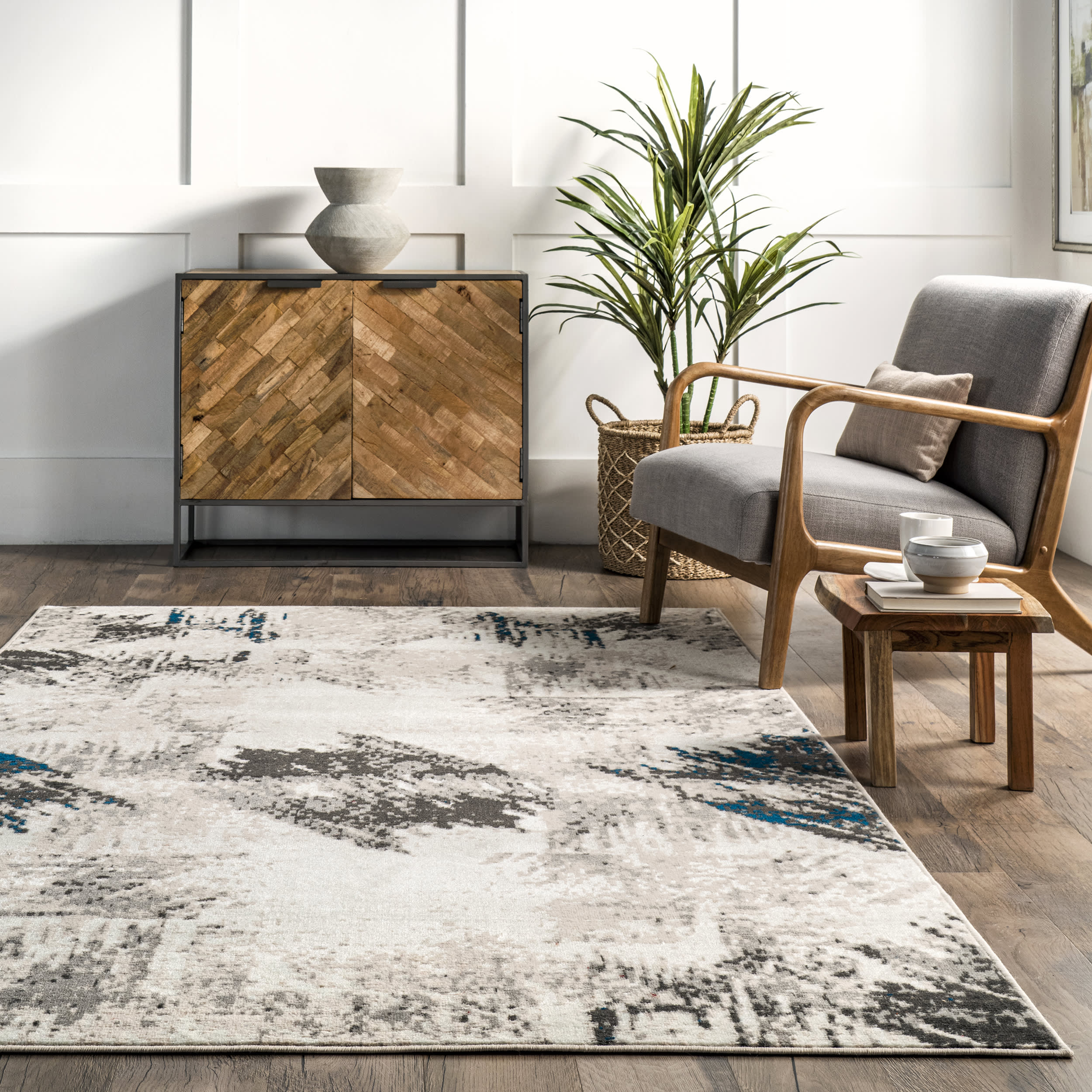 Suzanne Contemporary Abstract Rug | Ivory - Image 4