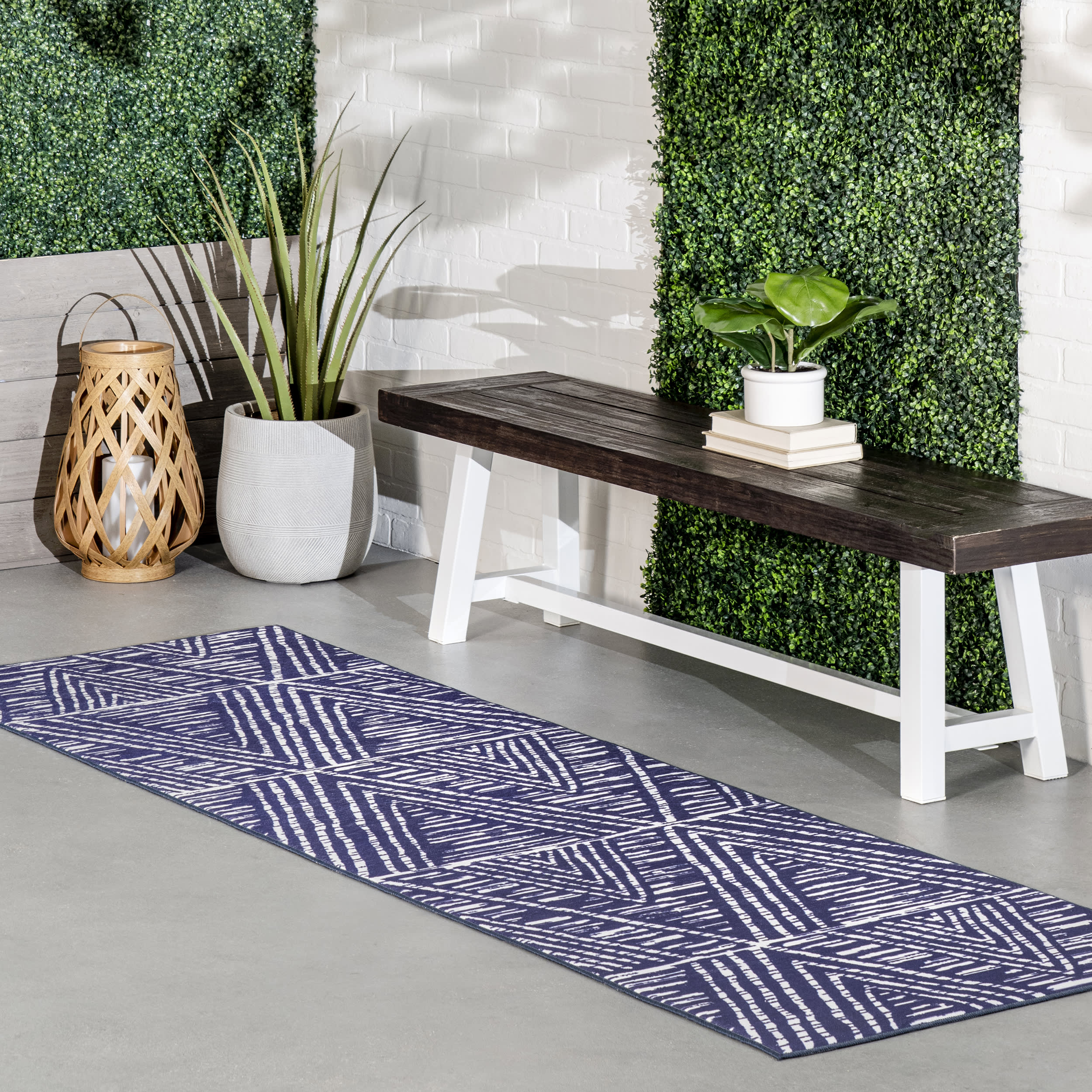 Suzy Trellis Washable Indoor/Outdoor Rug | Blue - Image 2