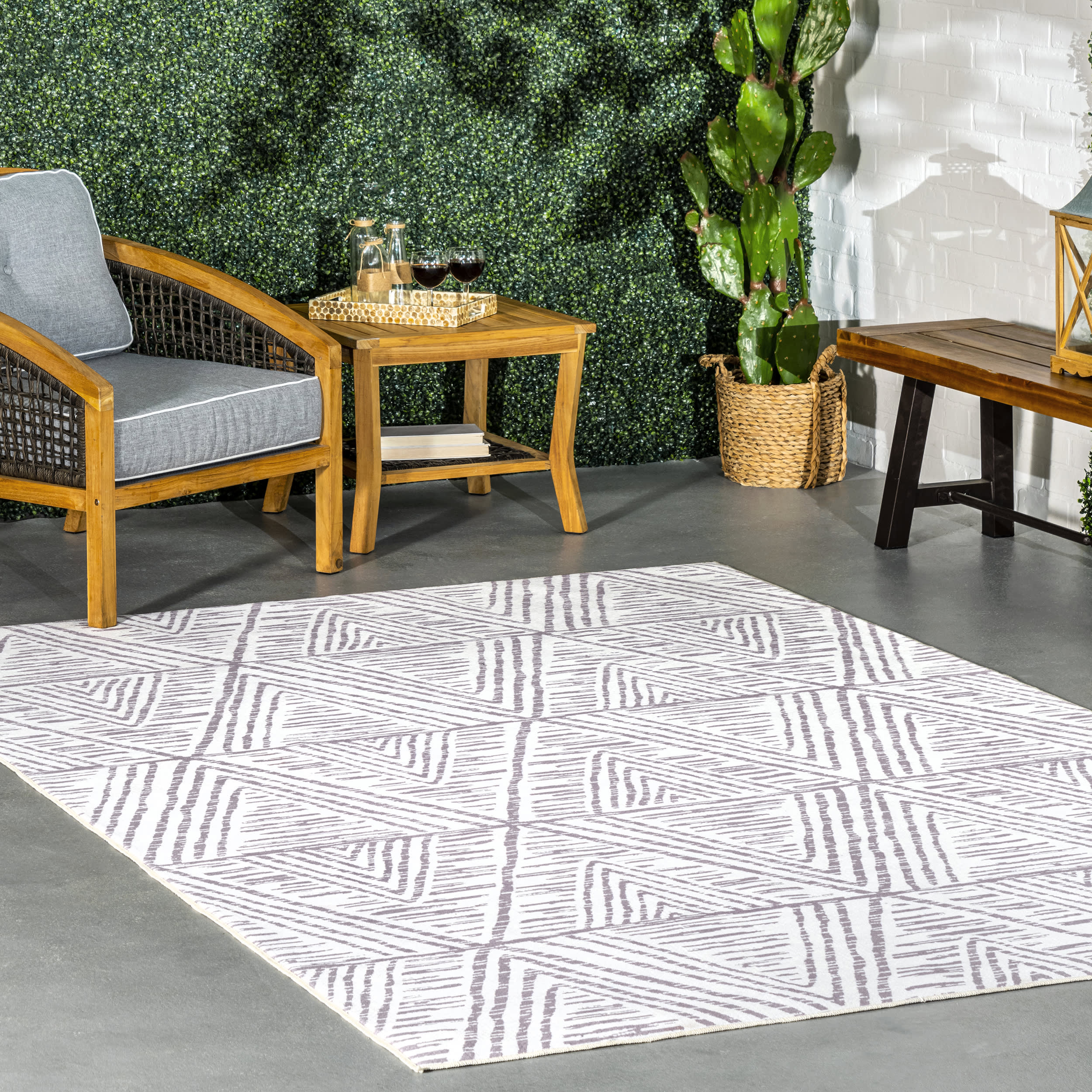 Suzy Trellis Washable Indoor/Outdoor Rug | Grey - Image 2