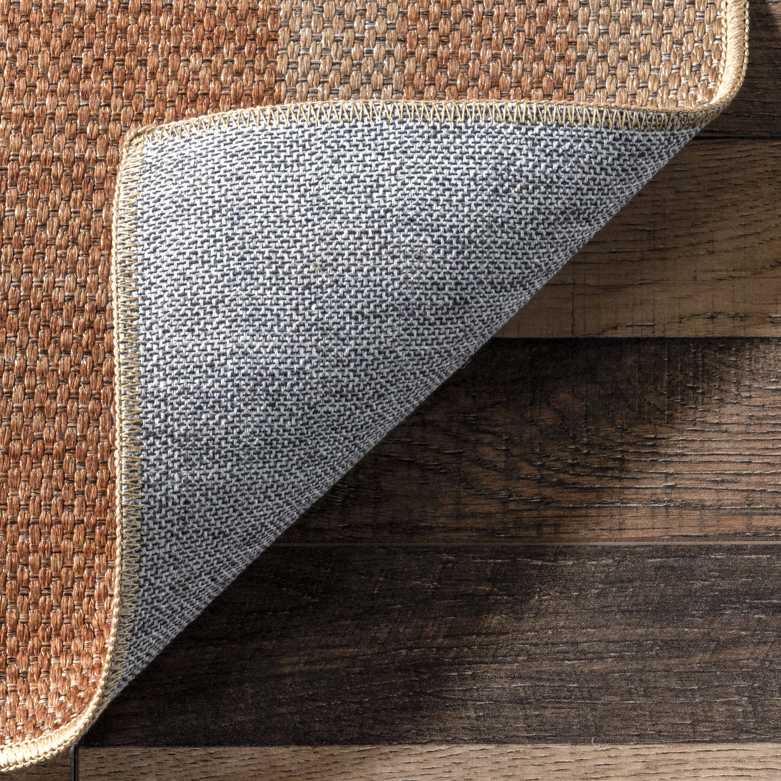 Sydnee Easy-Jute Striped Washable Rug | Burnt Orange - Image 6