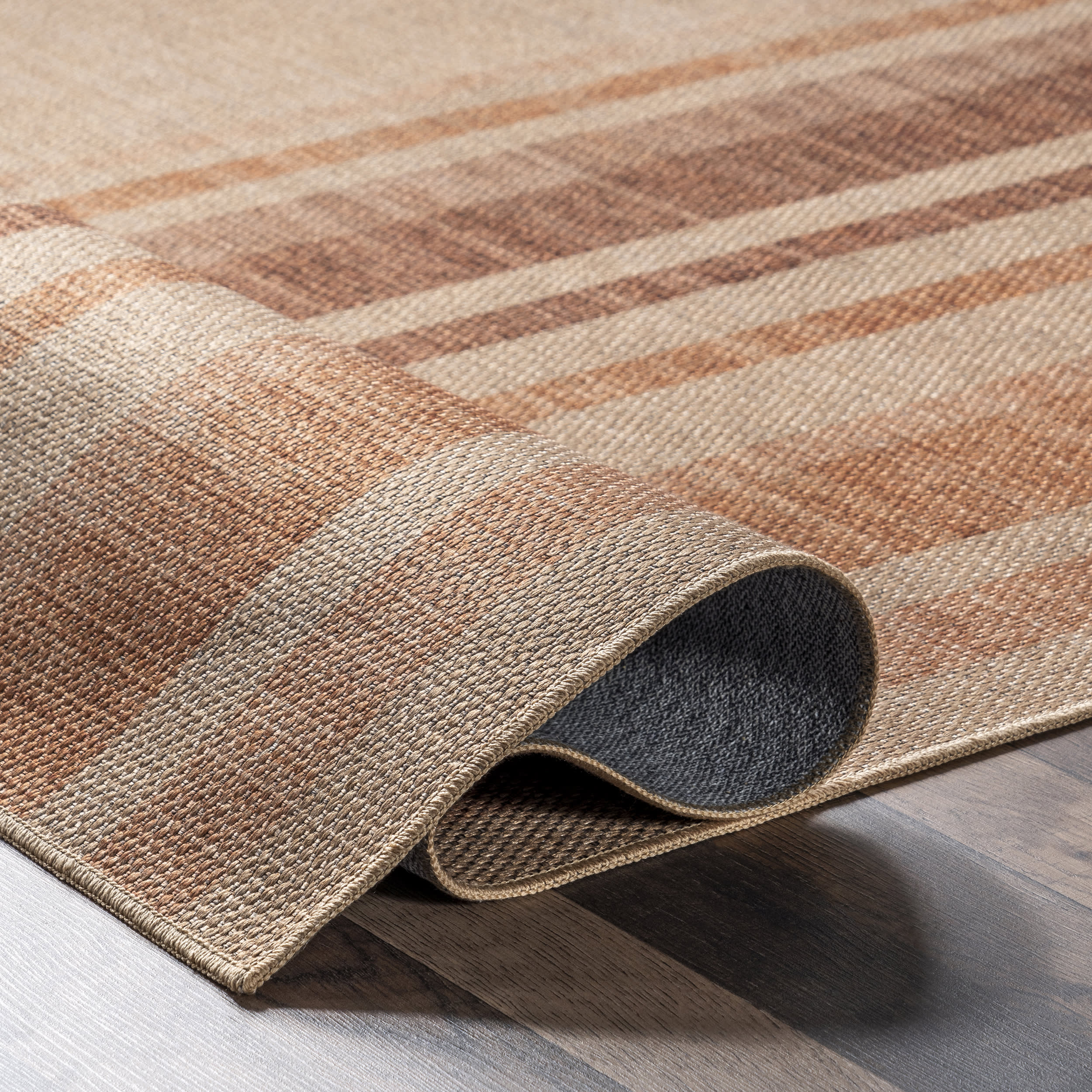 Sydnee Easy-Jute Striped Washable Rug | Burnt Orange - Image 8