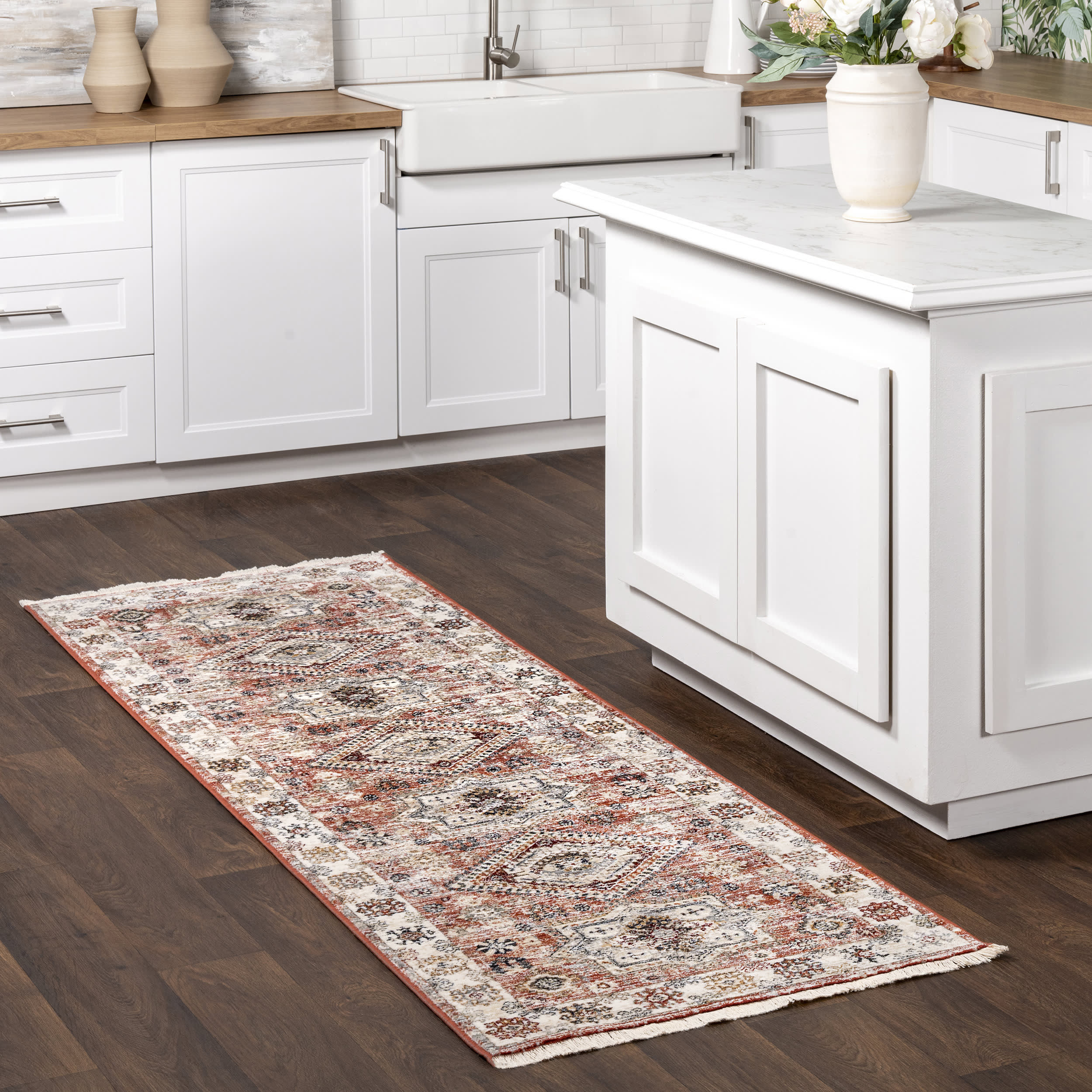 Sydney Vintage Fringed Rug | Rust - Image 2