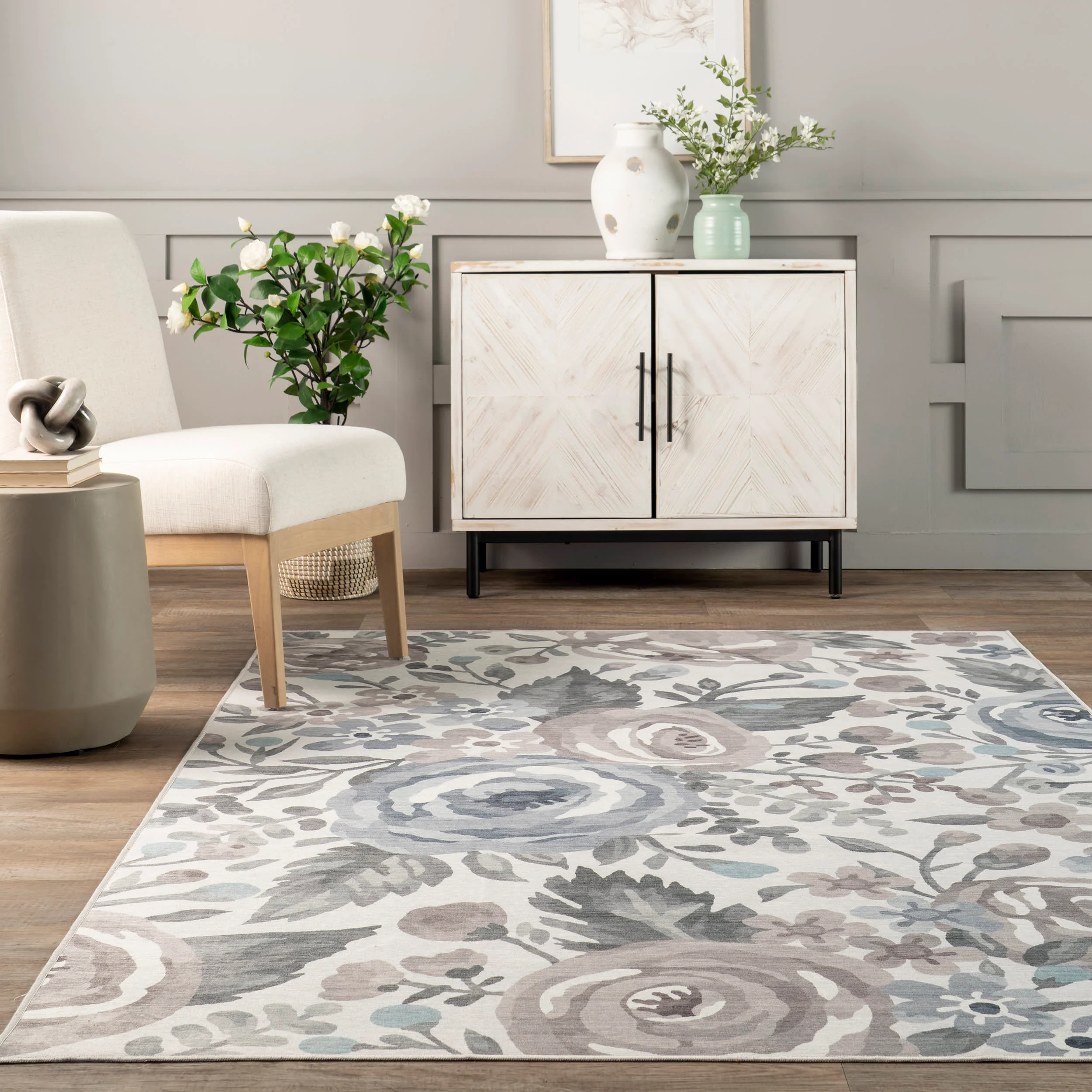 Sylvie Spill Proof Washable Rug | Light Grey - Image 4