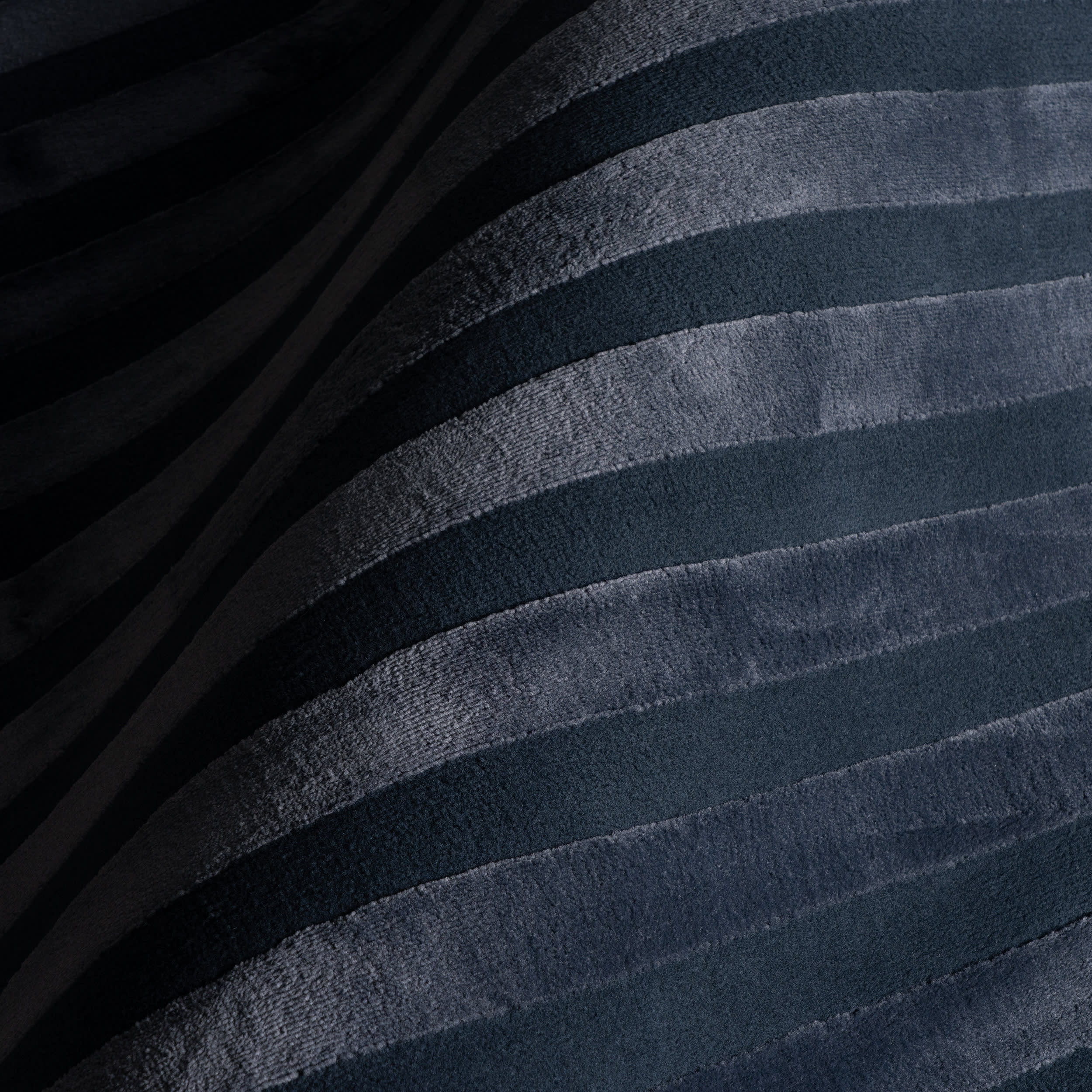 Syra Striped Plush Textured Washable Rug | Blue - Image 3