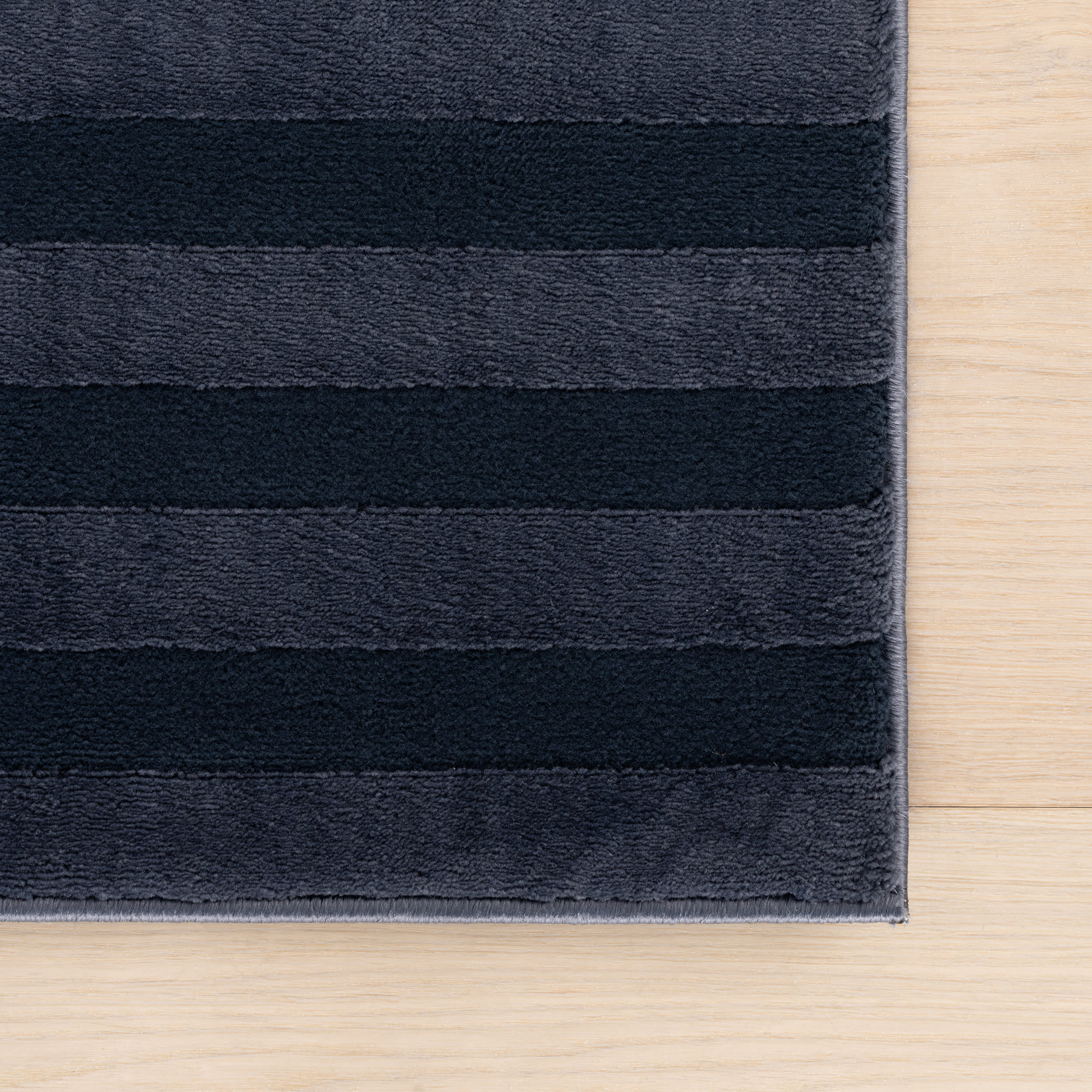 Syra Striped Plush Textured Washable Rug | Blue - Image 4