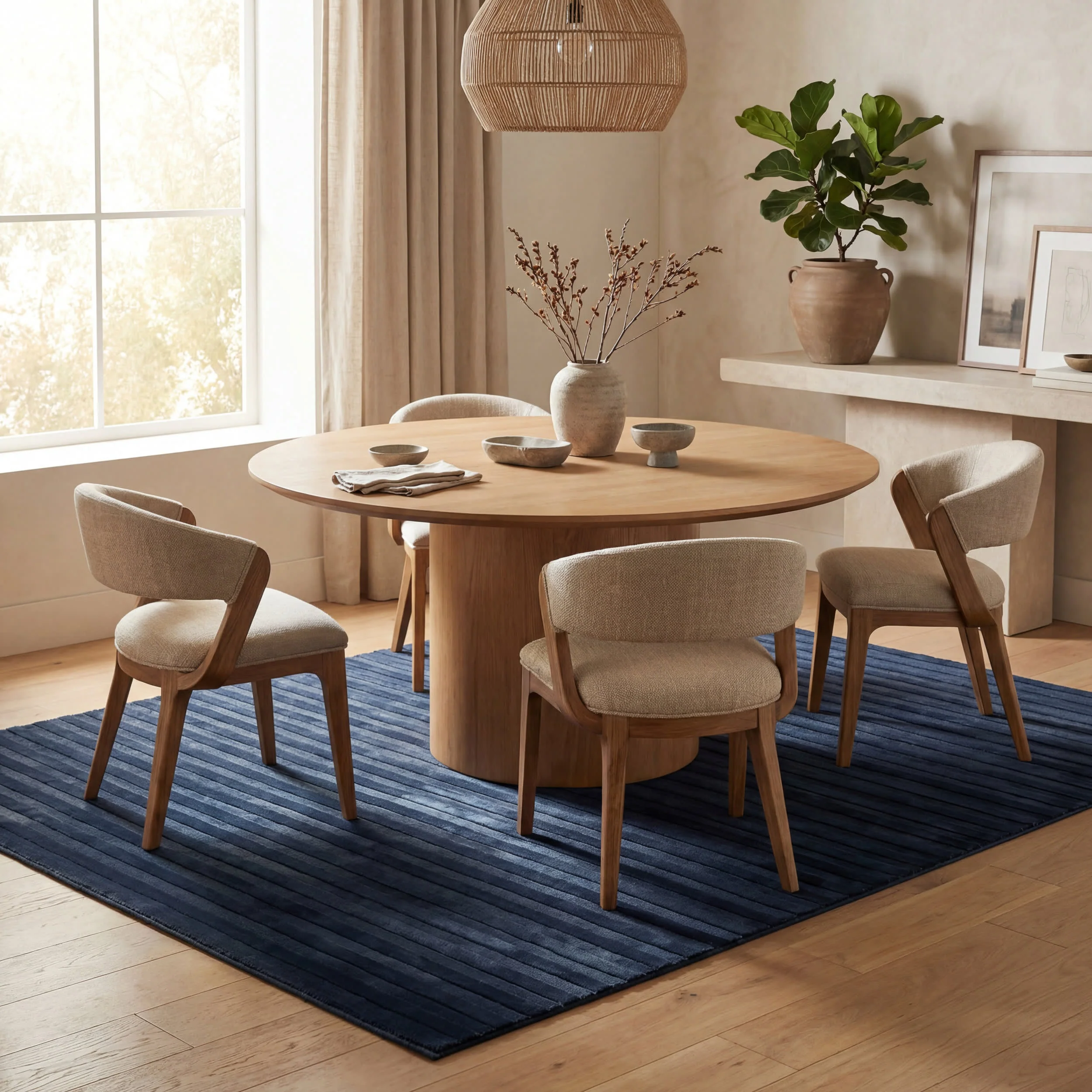 Syra Striped Plush Textured Washable Rug | Blue - Image 7