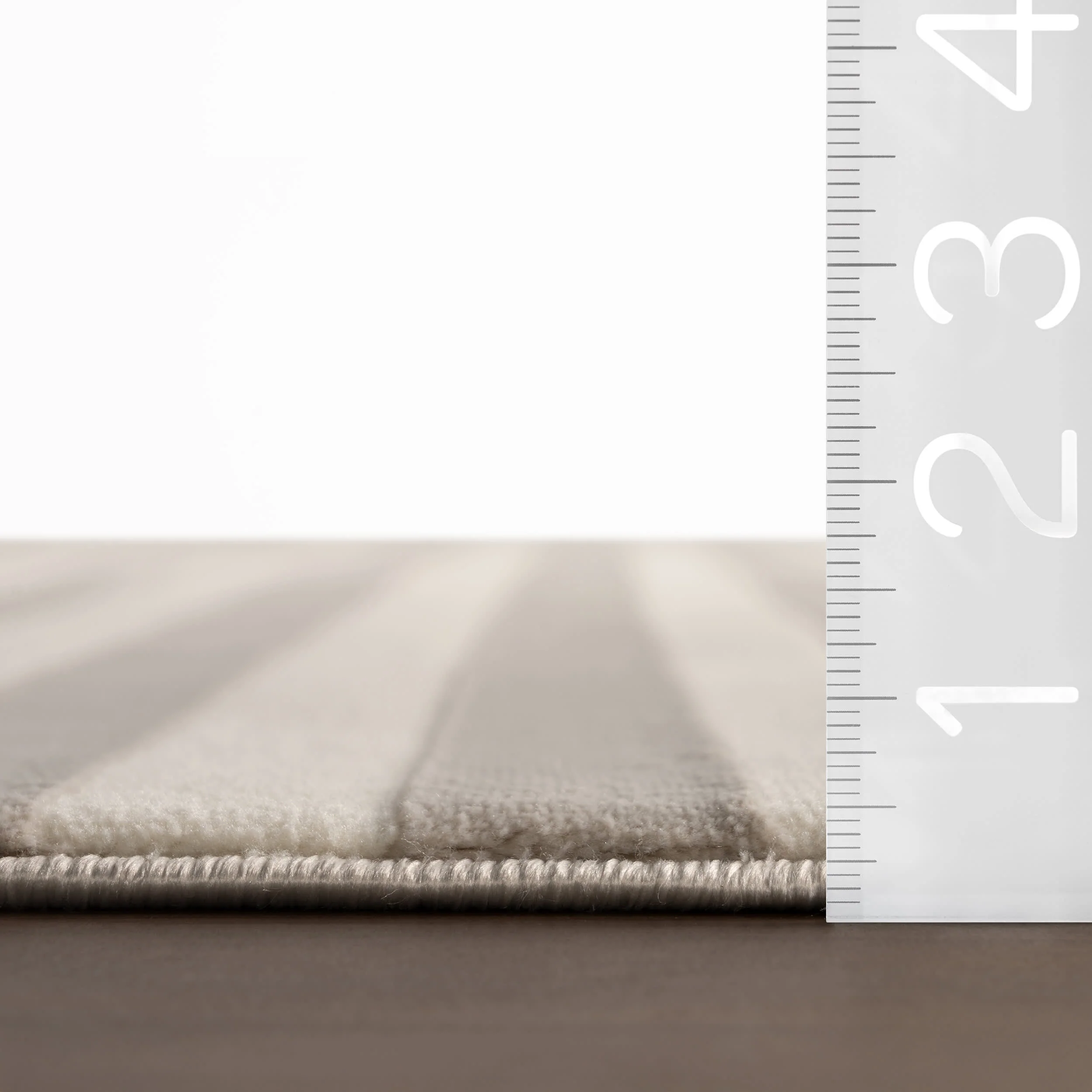 Syra Striped Plush Textured Washable Rug | Cream/Grey - Image 6