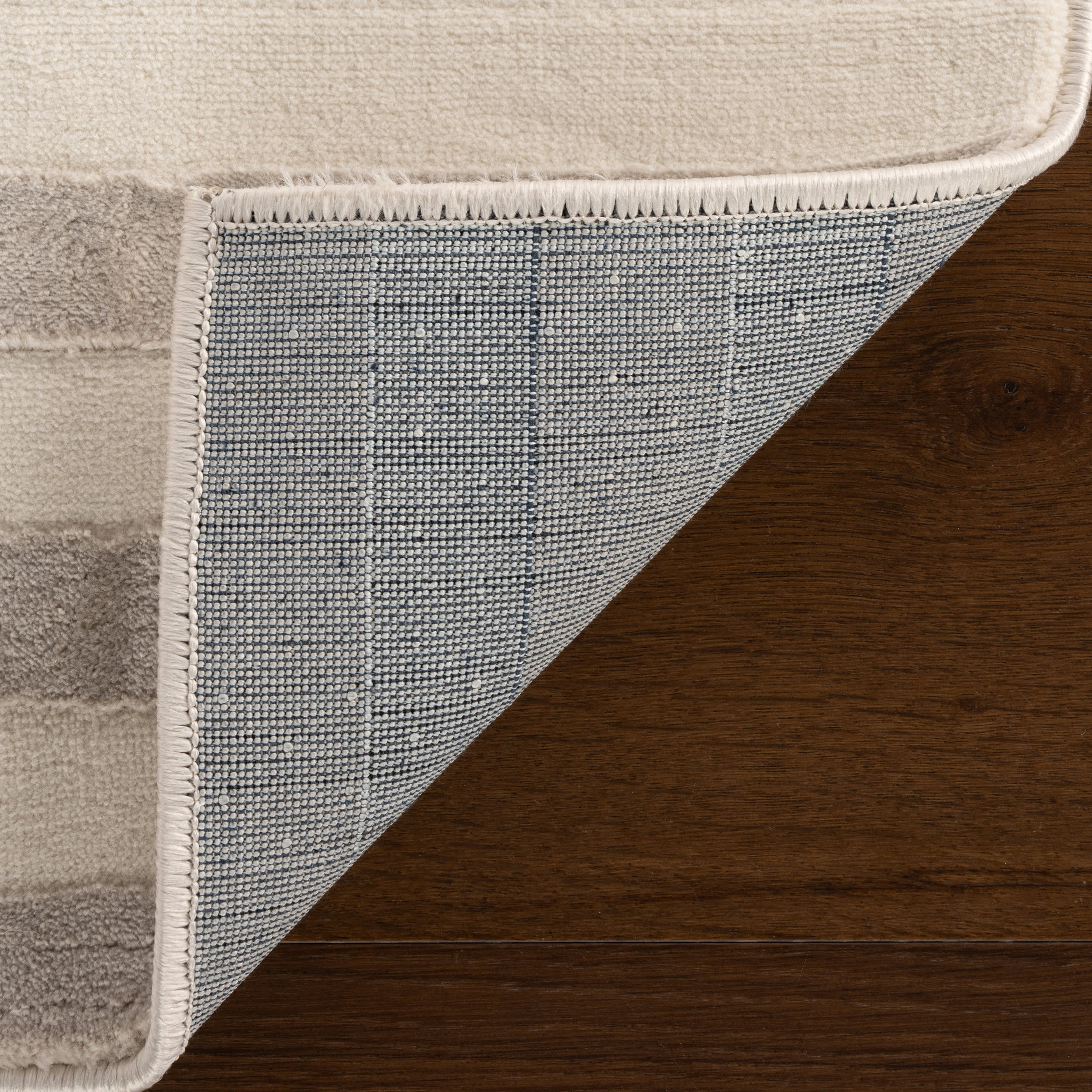 Syra Striped Plush Textured Washable Rug | Cream/Grey - Image 8