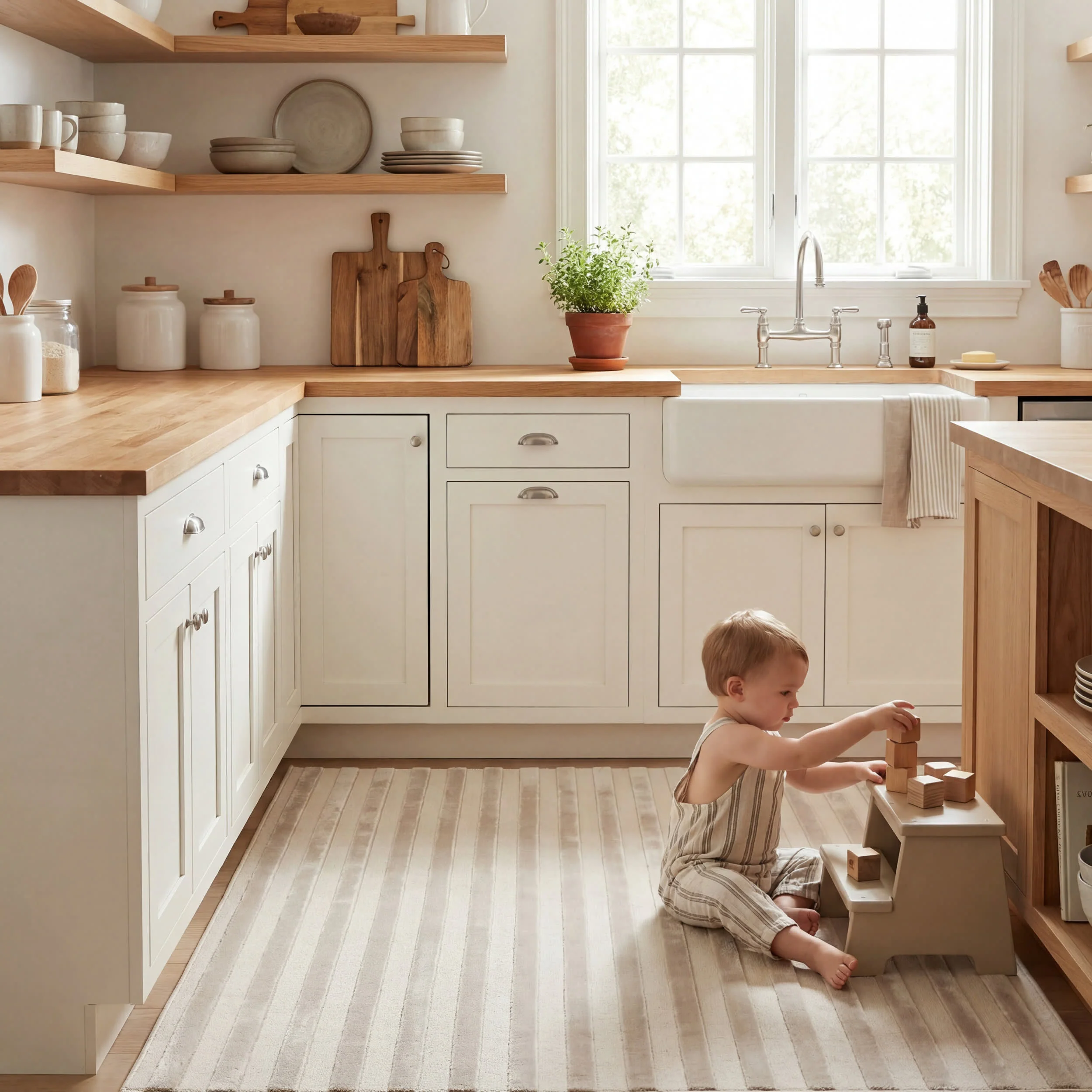 Syra Striped Plush Textured Washable Rug | Cream/Grey - Image 9