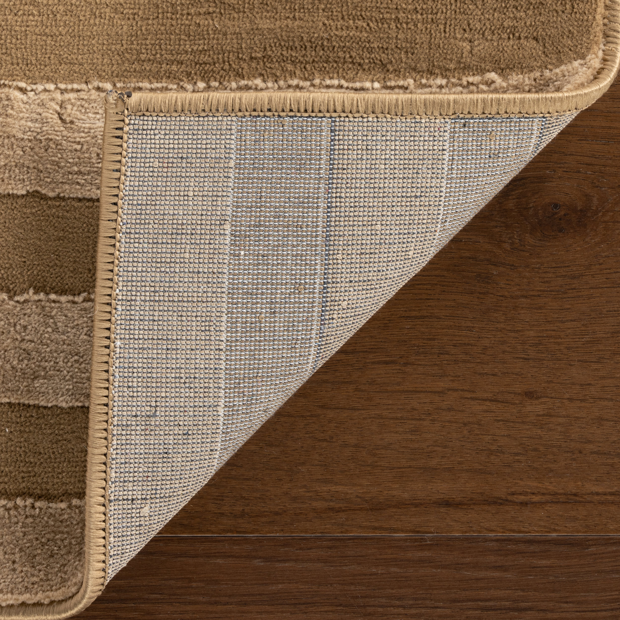 Syra Striped Plush Textured Washable Rug | Sand - Image 8