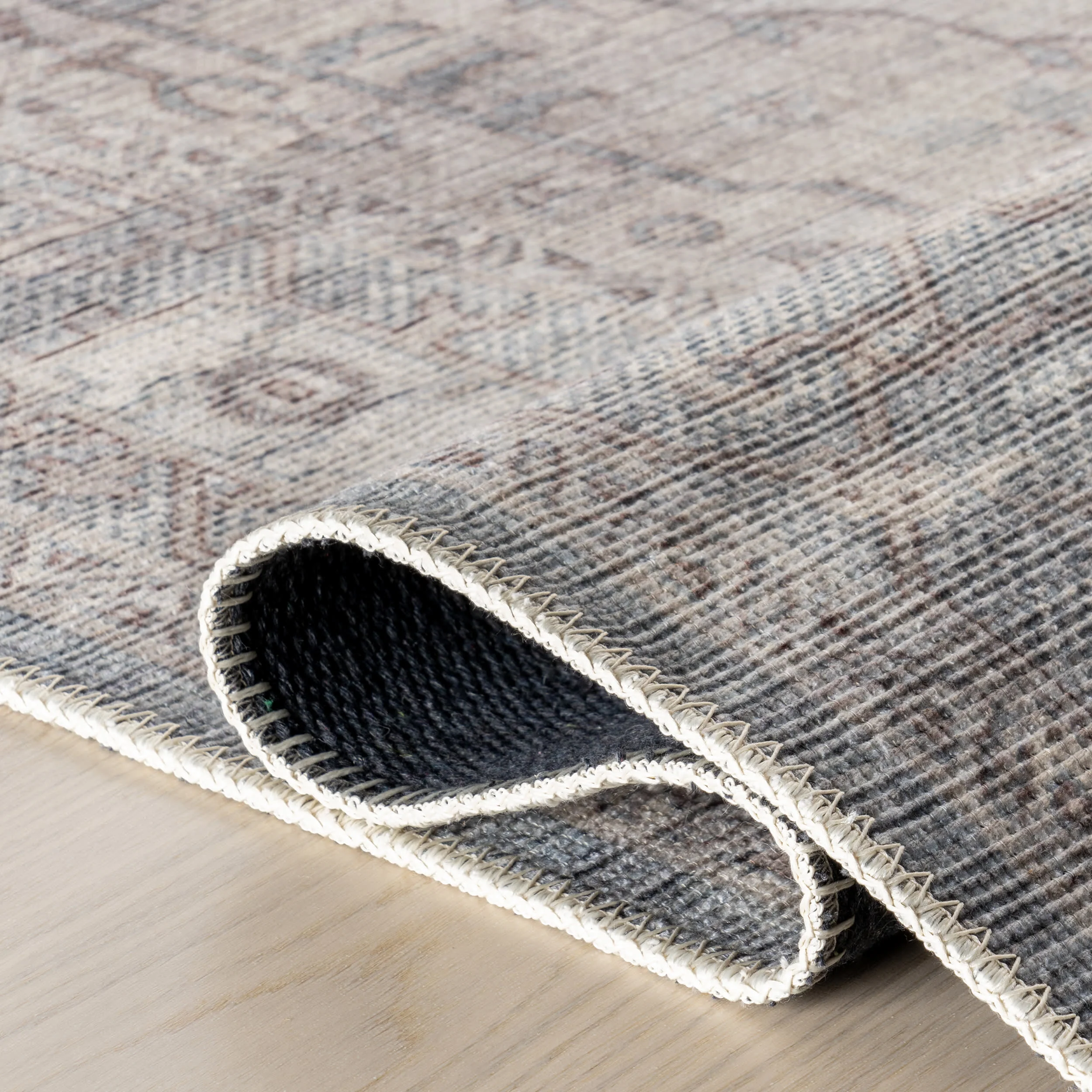 Tabby Medallion Washable Rug | Beige - Image 9