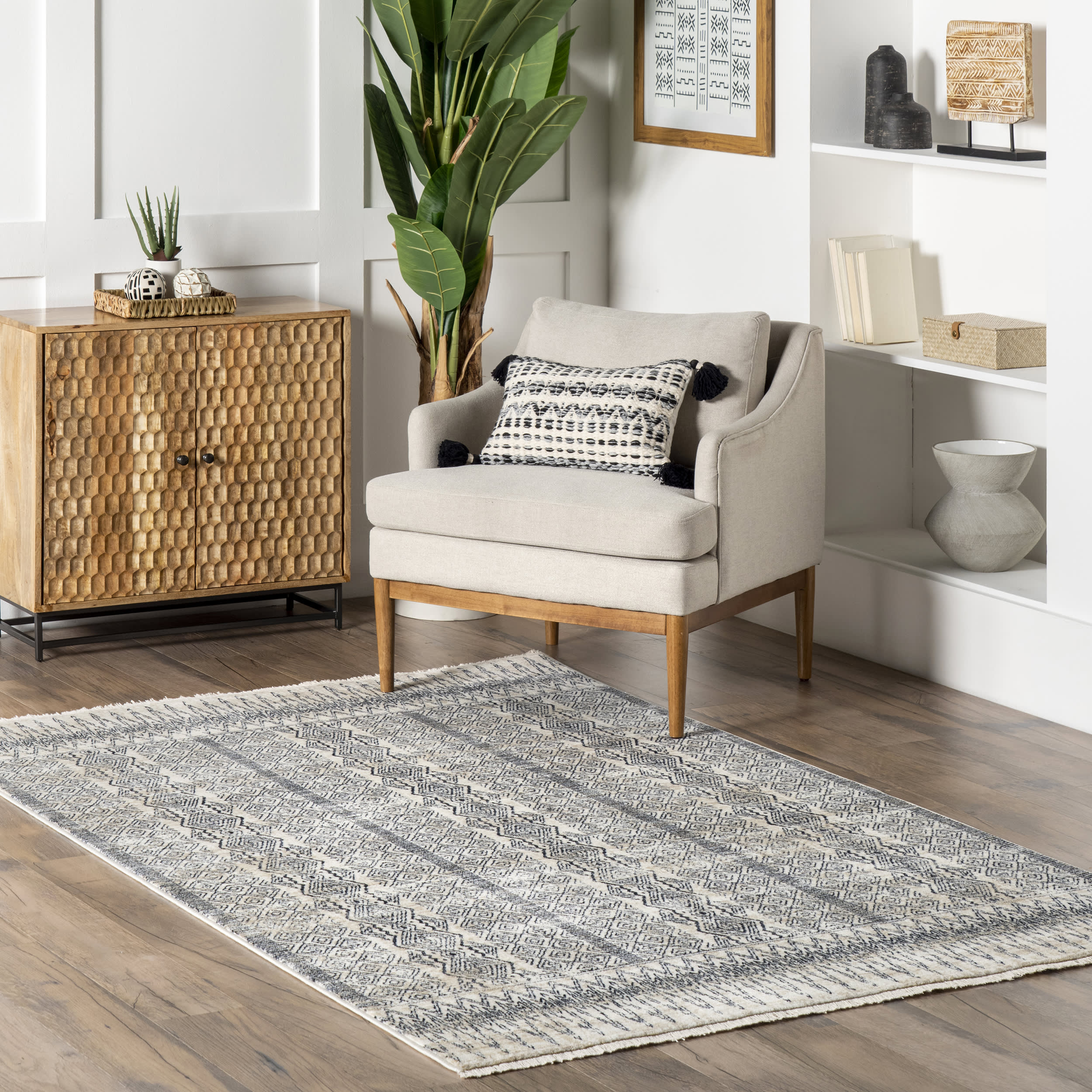 Tabitha Moroccan Banded Rug | Blue - Image 2