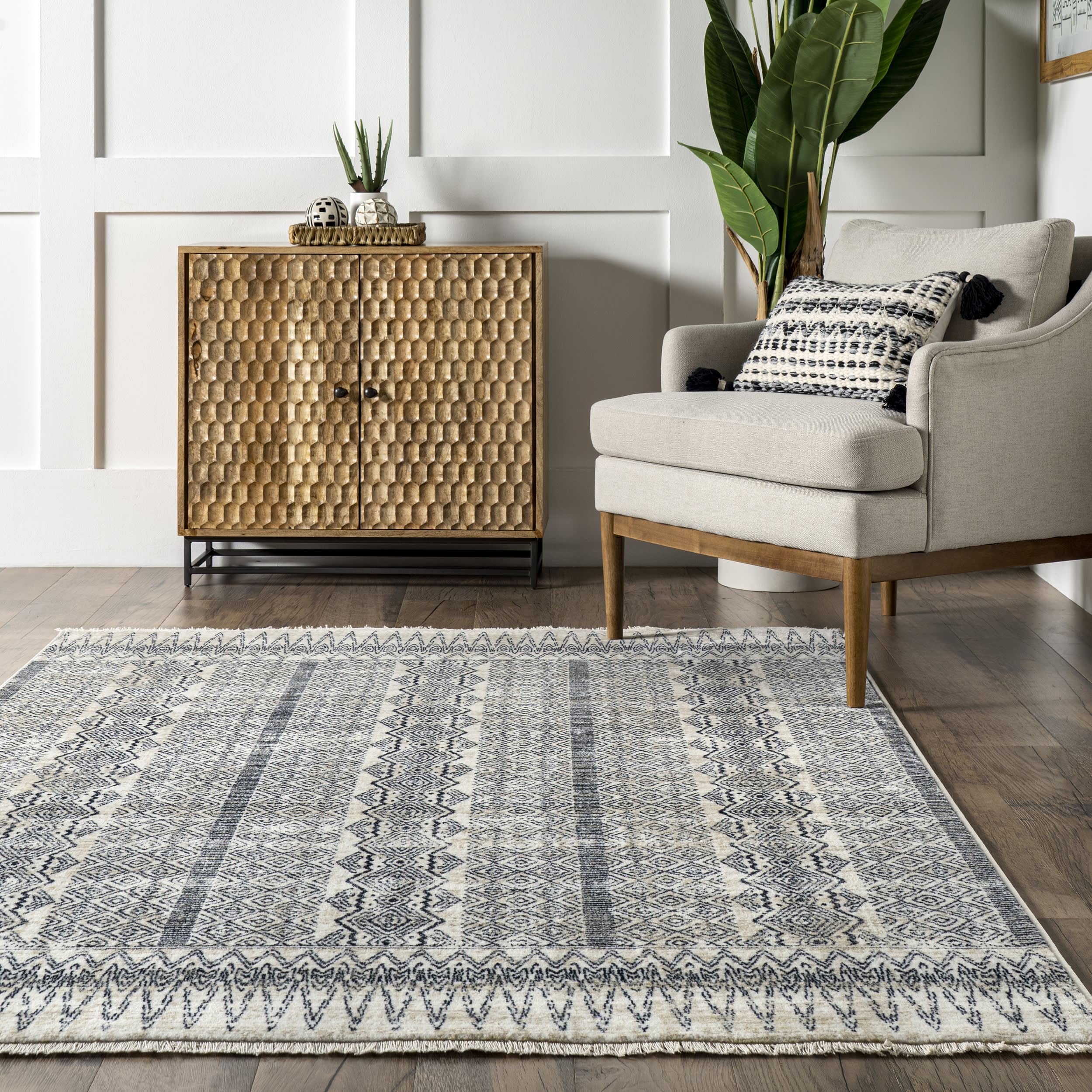 Tabitha Moroccan Banded Rug | Blue - Image 4