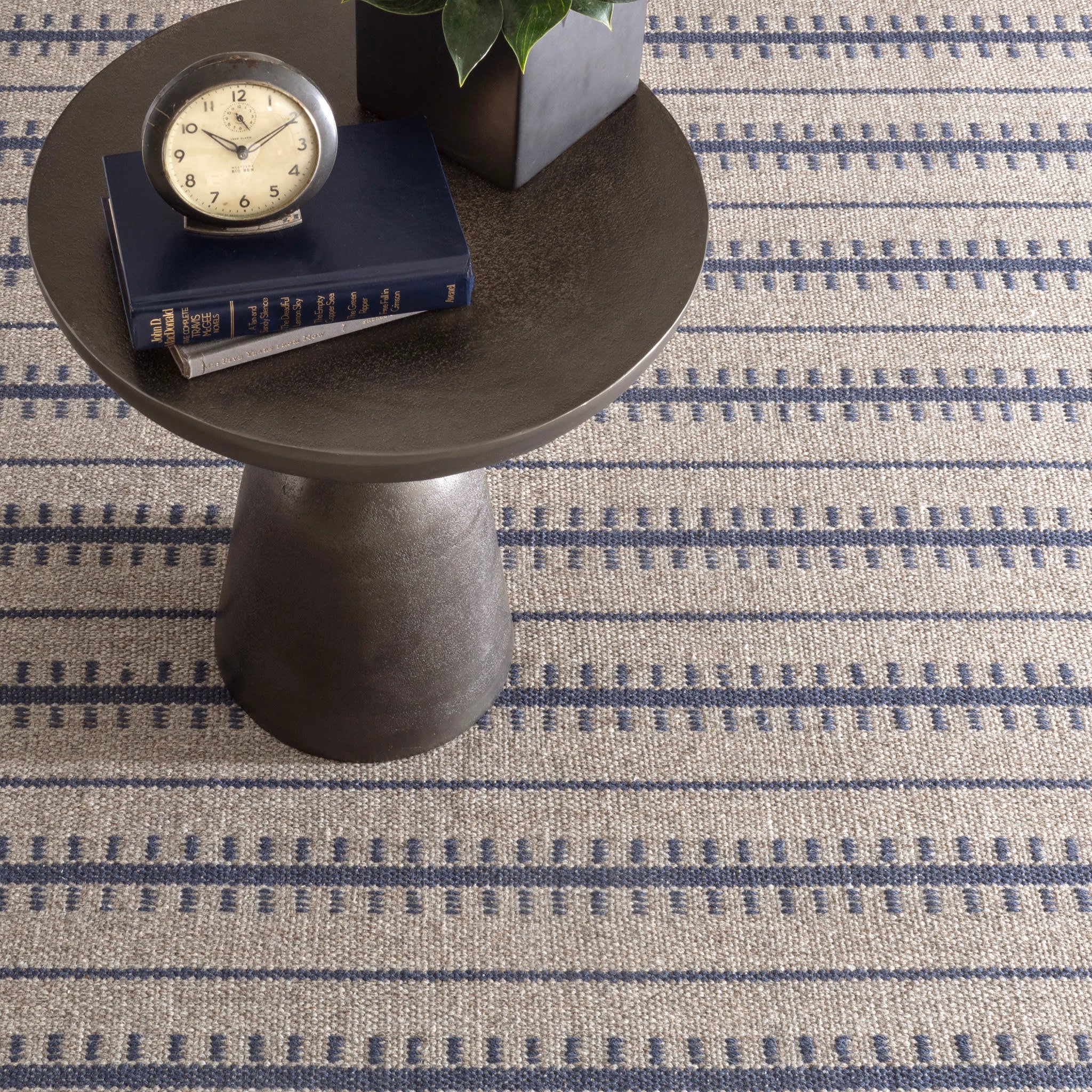 Tailor Stripe Woven Wool Custom Rug | Navy - Image 3