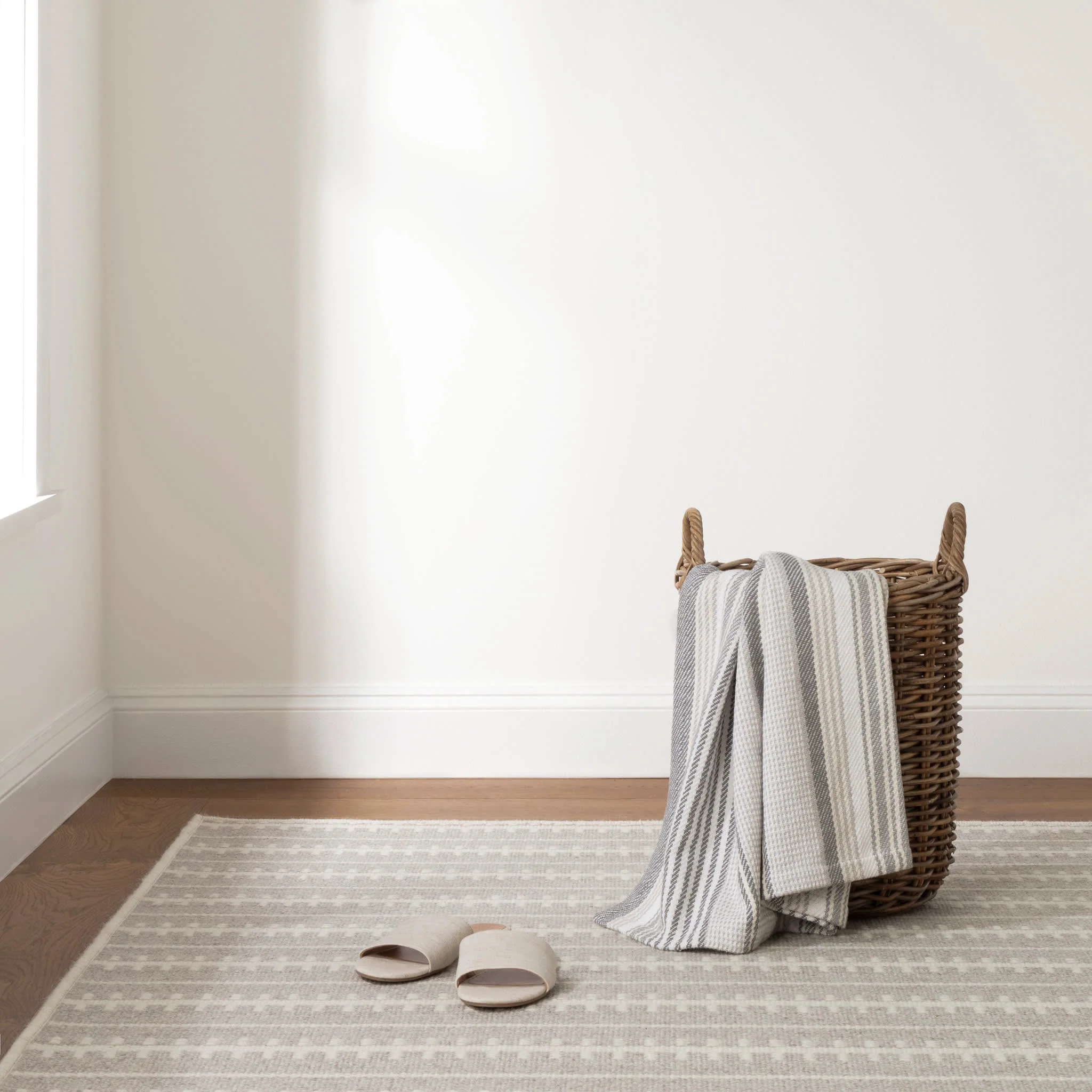 Tailor Stripe Woven Wool Custom Rug | Platinum - Image 3