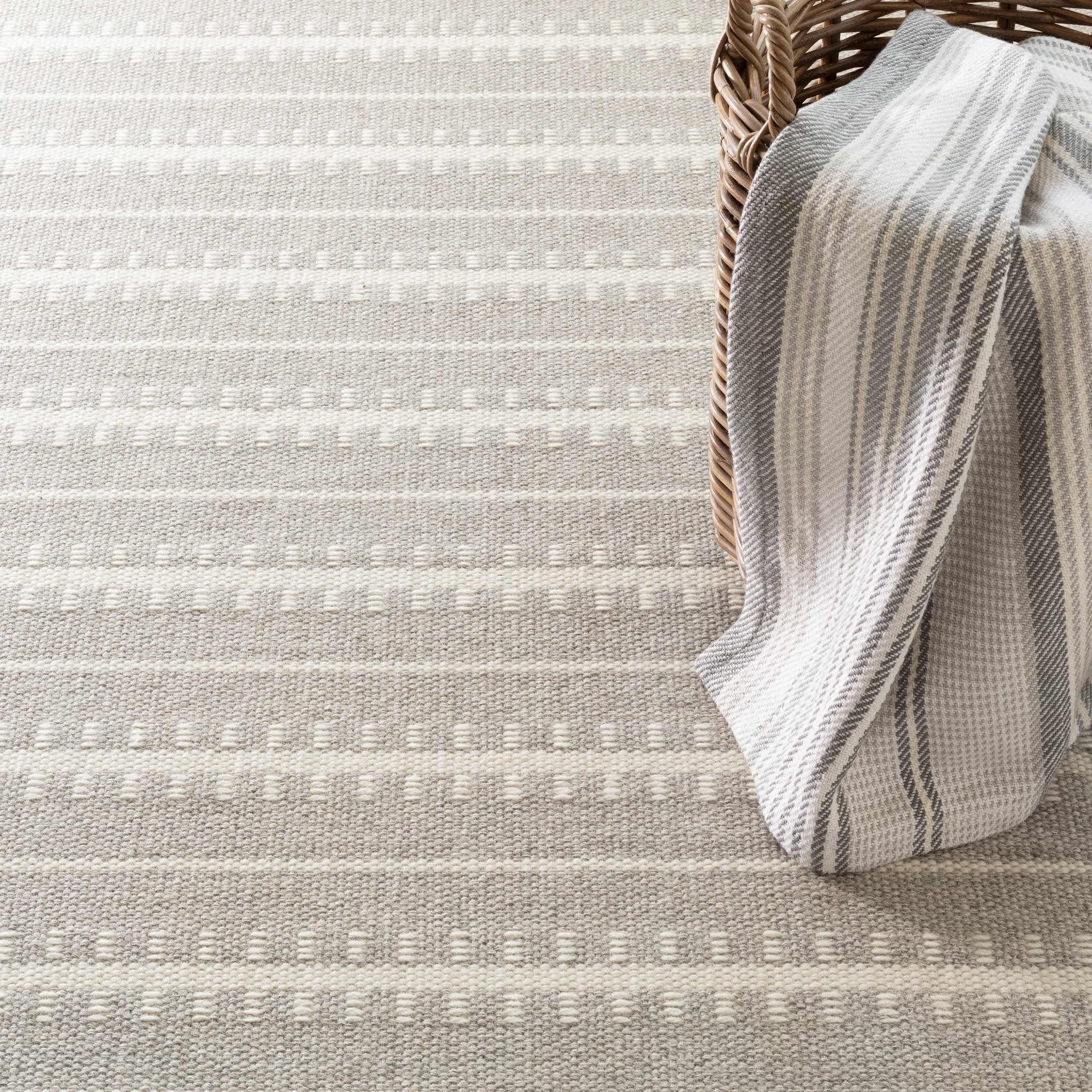 Tailor Stripe Woven Wool Custom Rug | Platinum - Image 4