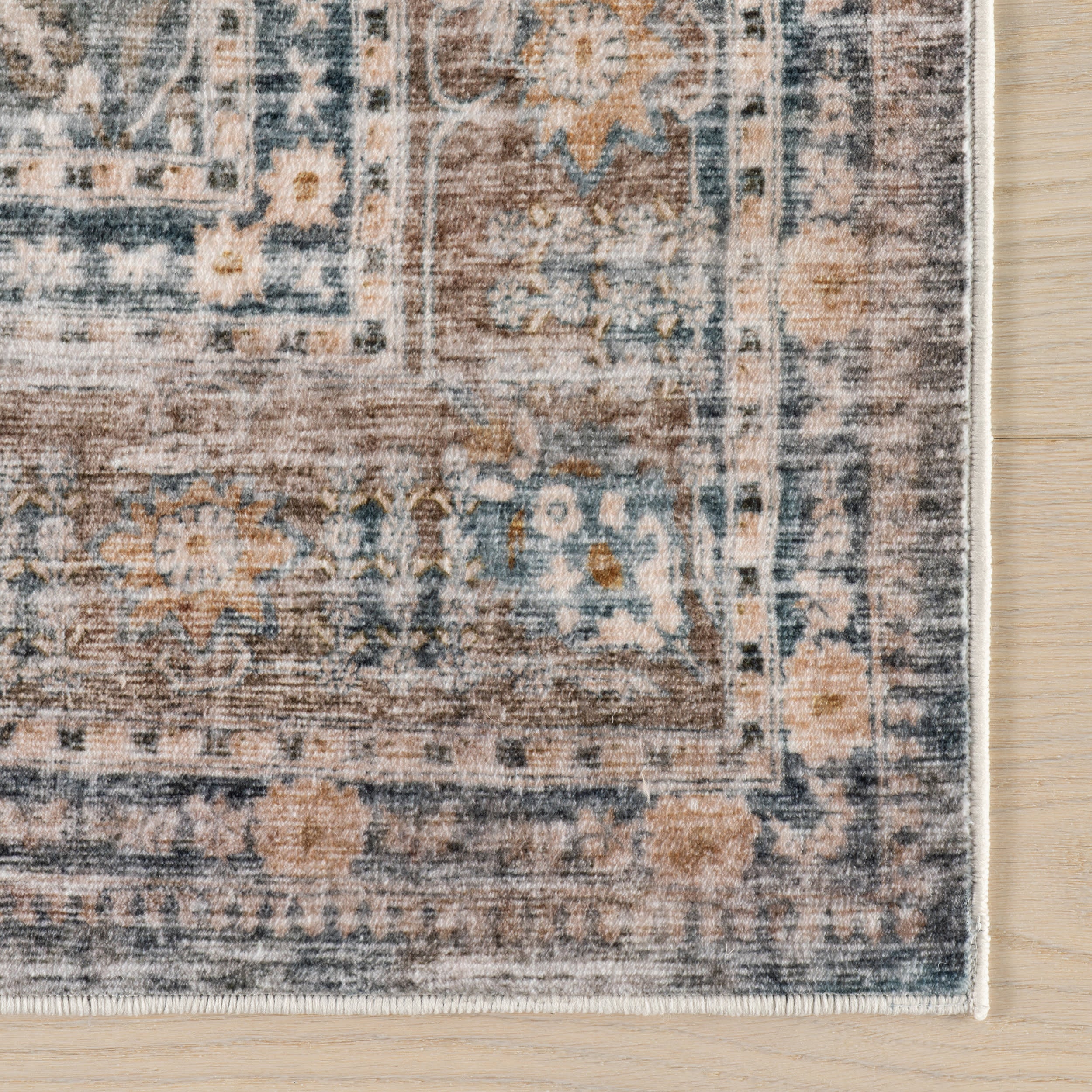 Tali Bordered Traditional Washable Rug | Tan - Image 4