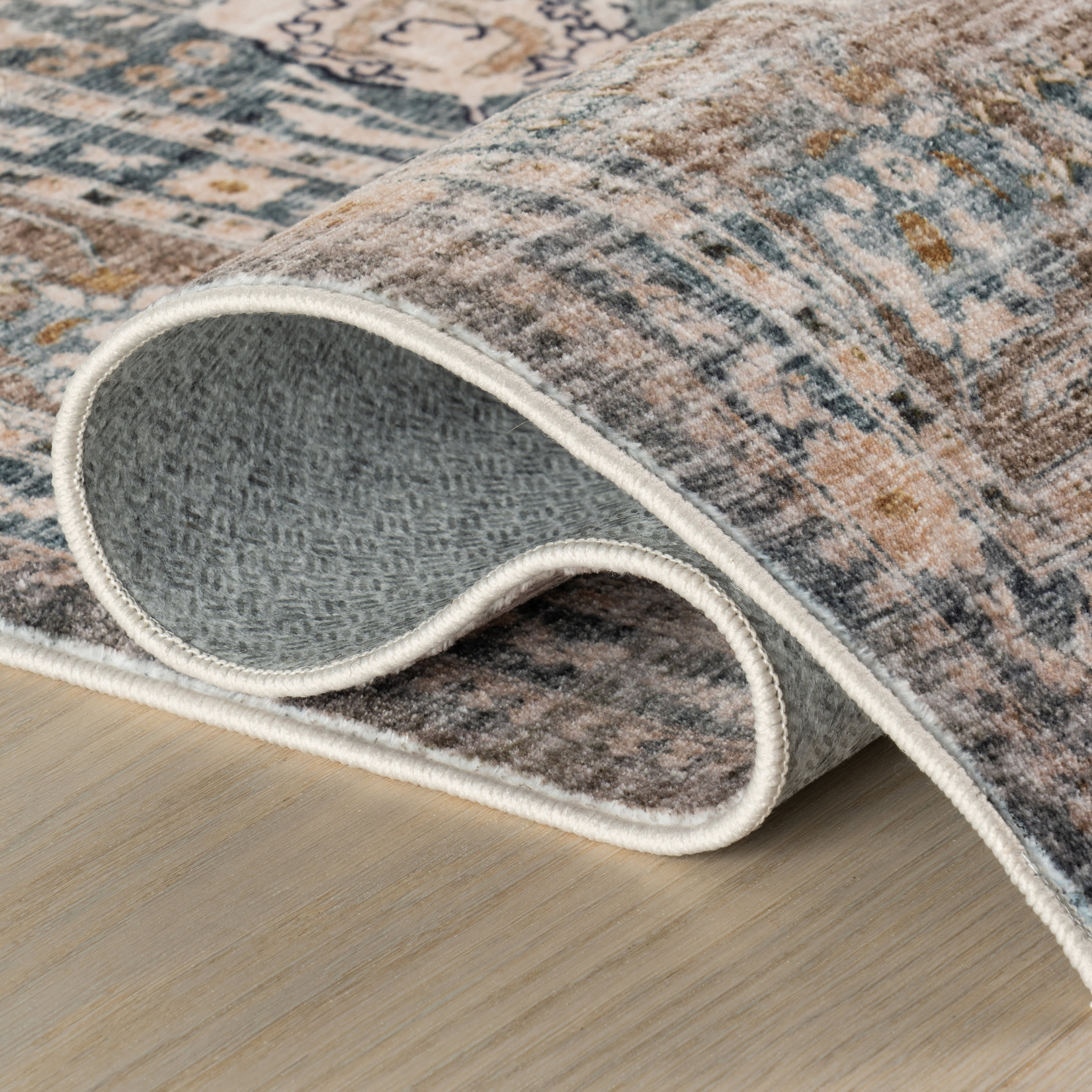Tali Bordered Traditional Washable Rug | Tan - Image 7