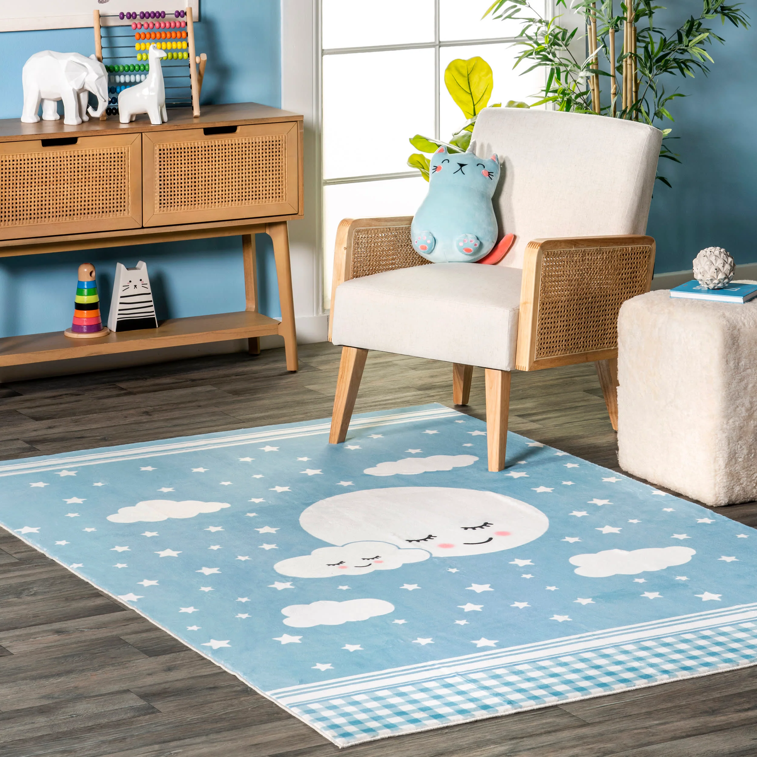 Tamar Kids Washable Sweet Dreams Rug | Blue - Image 2